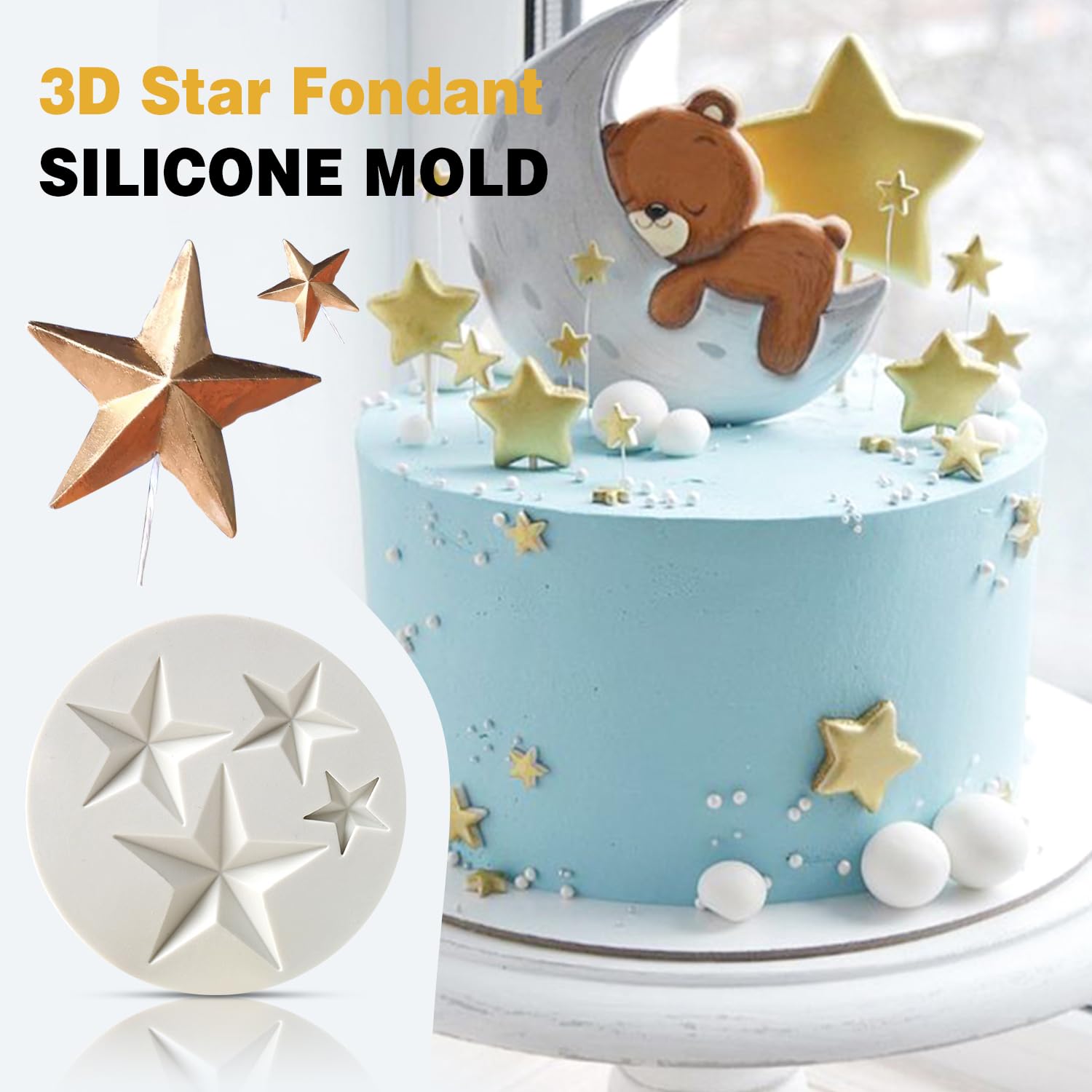 Star Silicone Fondant Mold Chocolate Mold For Sugarcraft, Candy Mold, Cupcake Topper, Polymer Clay,Crafting Projects-Small