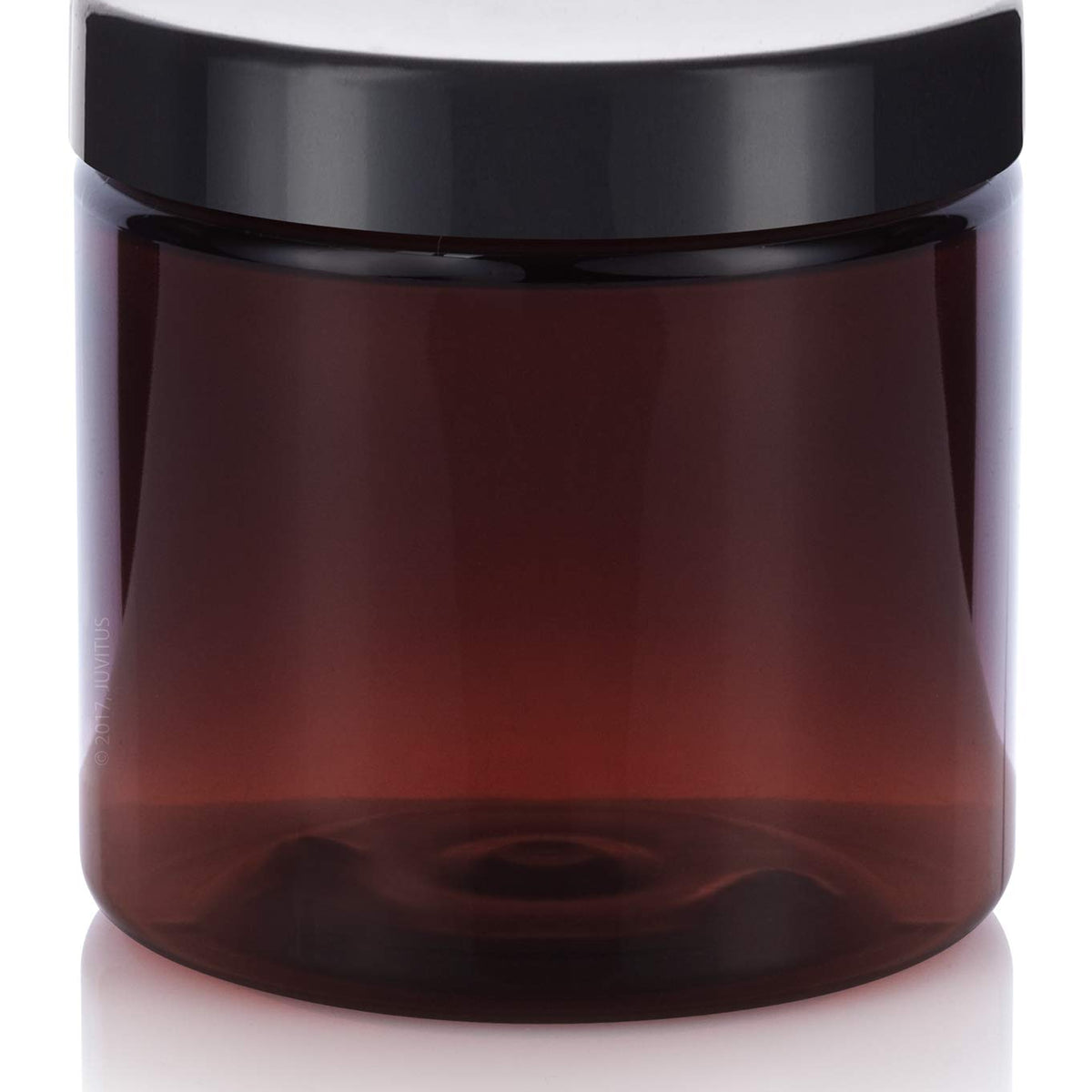 4 Oz Amber Pet Plastic Staight Sided Jar With Black Smooth Lid (12 Pac ...