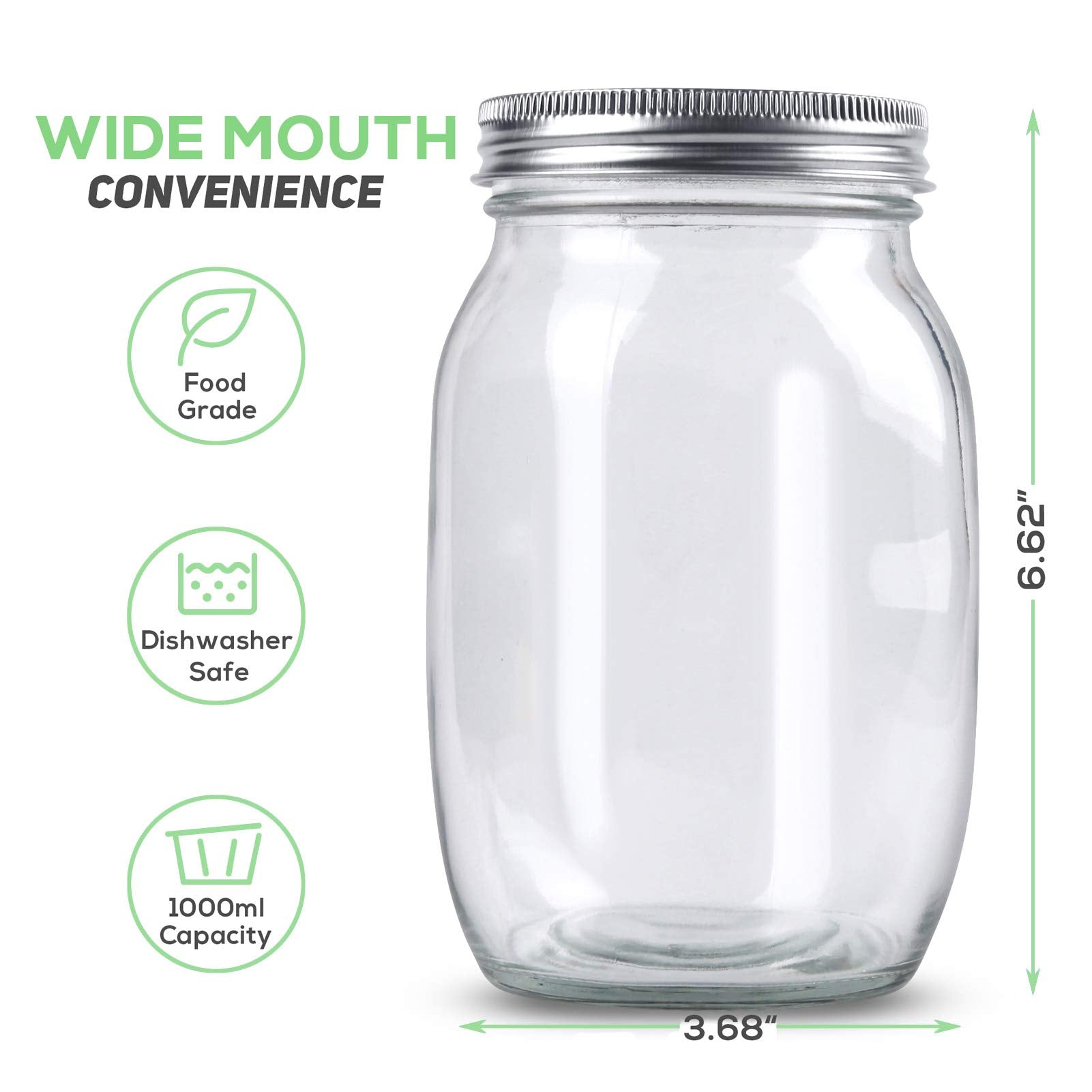 Sprouting Jar Kit-2 Wide Mouth Quart Mason Jars With 316 Stainless Steel Screen Sprout Lids,Melamine Tray,Stand And Canning Brus