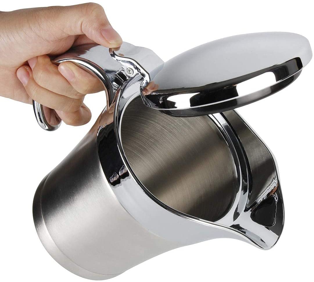 Double Insulated Gravy Boat - Stainless Steel Sauce Jug With Hinged Lid