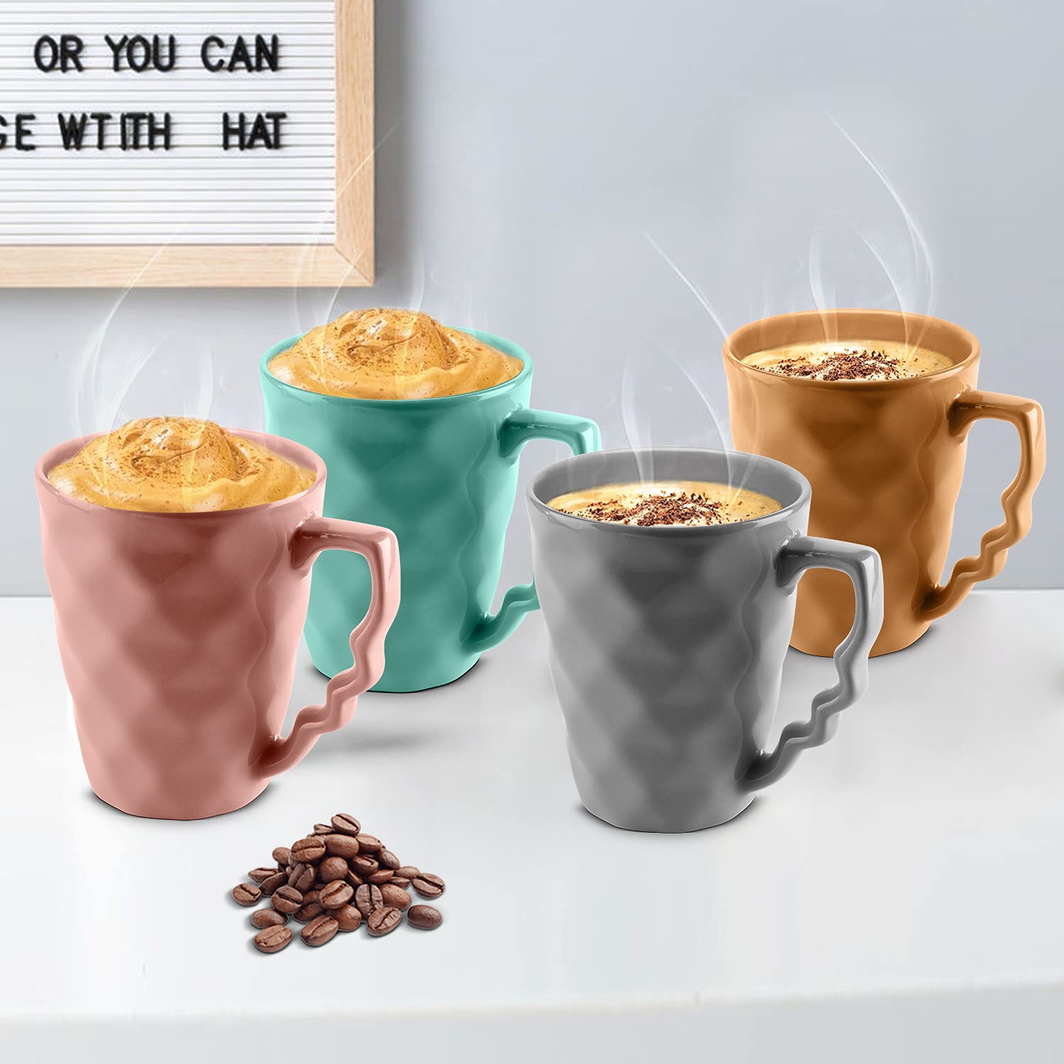 URBAN CHEF Coffee Mugs, Ceramic Coffee Mug, Microwave Safe, Coffee Mug Set, Milk Mug with Handle Ideal for Birthday Gift, Annive