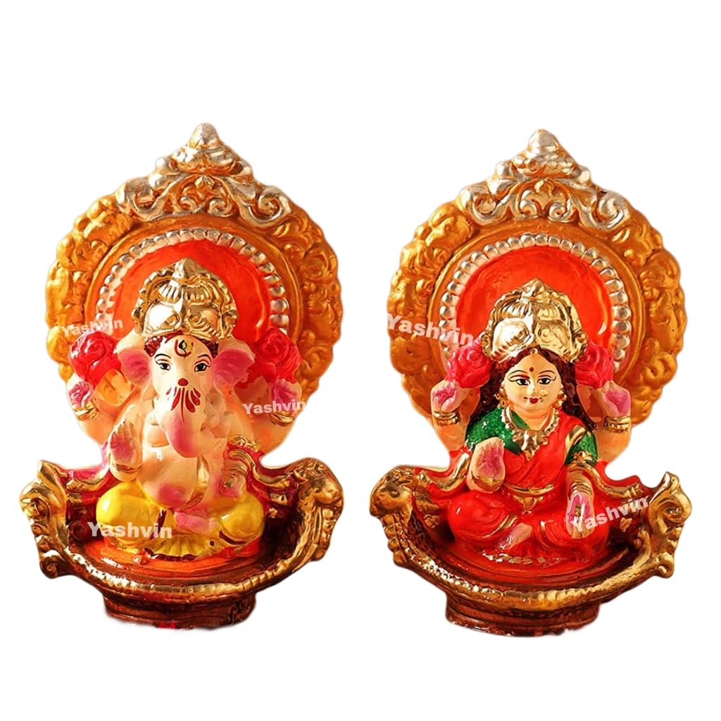 Ps Shevin Eco Friendly Laxmi Ganesh Ji Clay Idol For Diwali Puja Eco Friendly Pair For Home Office Diwali Puja Religious God Han