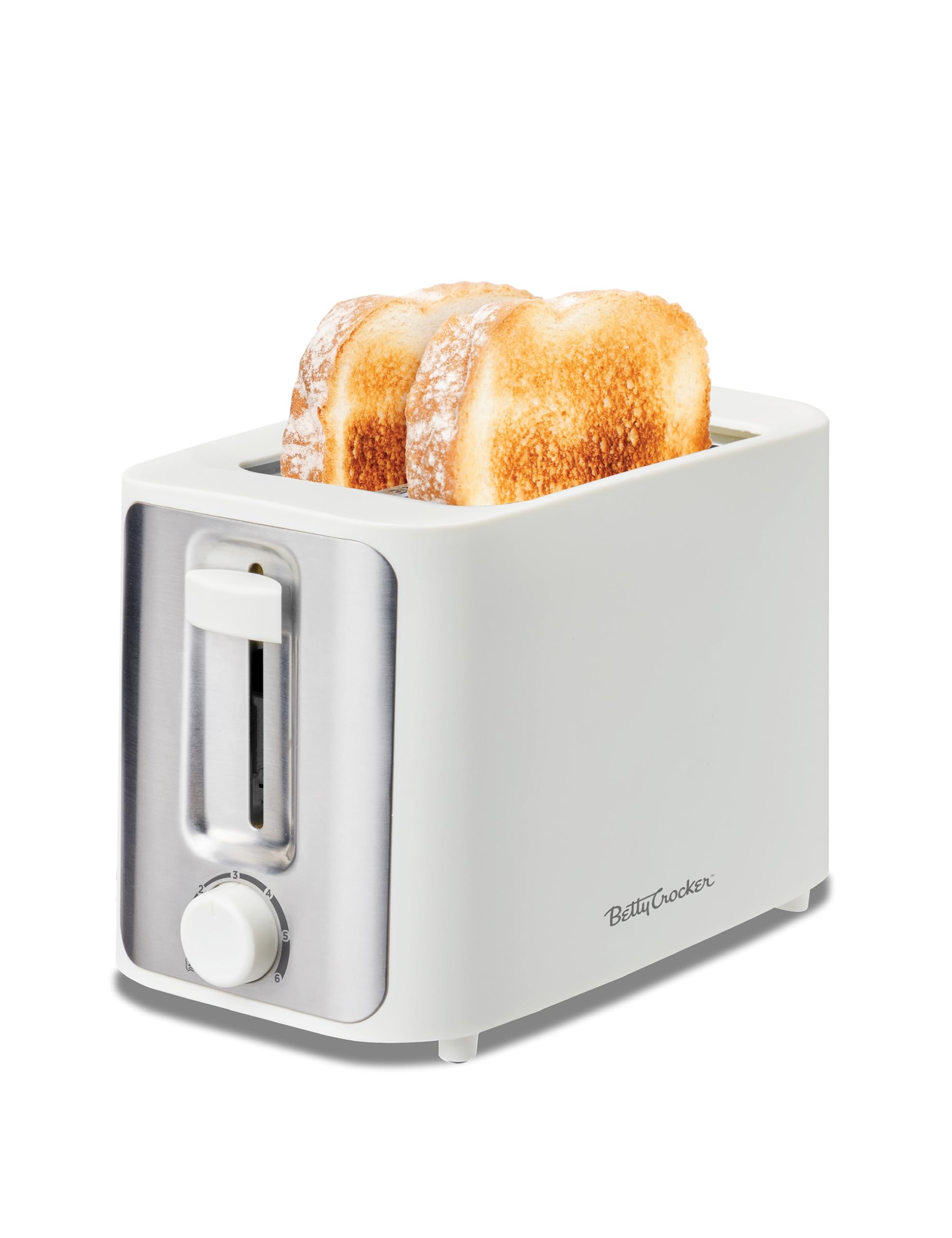 Betty Crocker 2-Slice Toaster, 900W, Variable Toast Shade Control, High Lift Feature, Cool Touch Housing, Bread Centering Guides