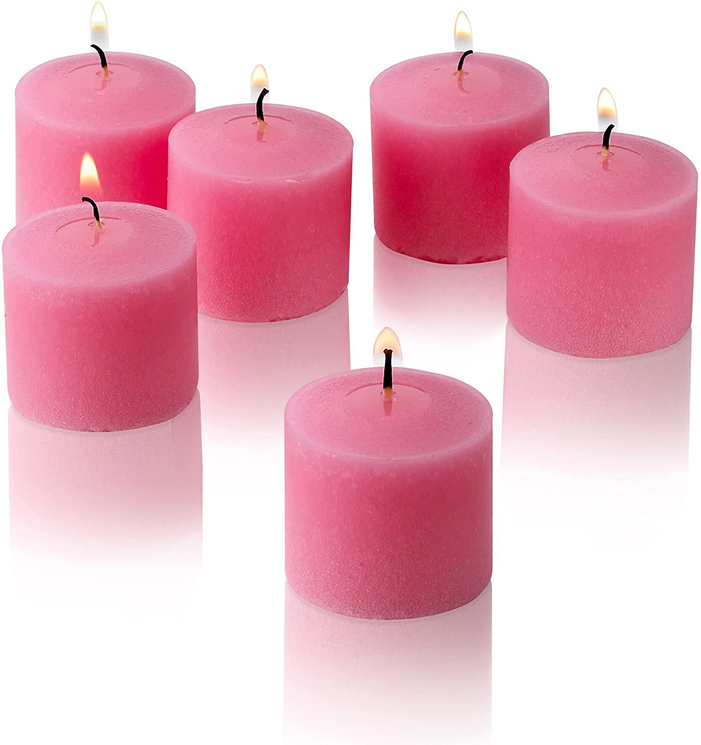MOWIN Votive Candles Unscented Smokeless Wax Candles Set of 6 Votive Glass Candle Home Decor Small Candle 8-9 Hour (Pink Votive 