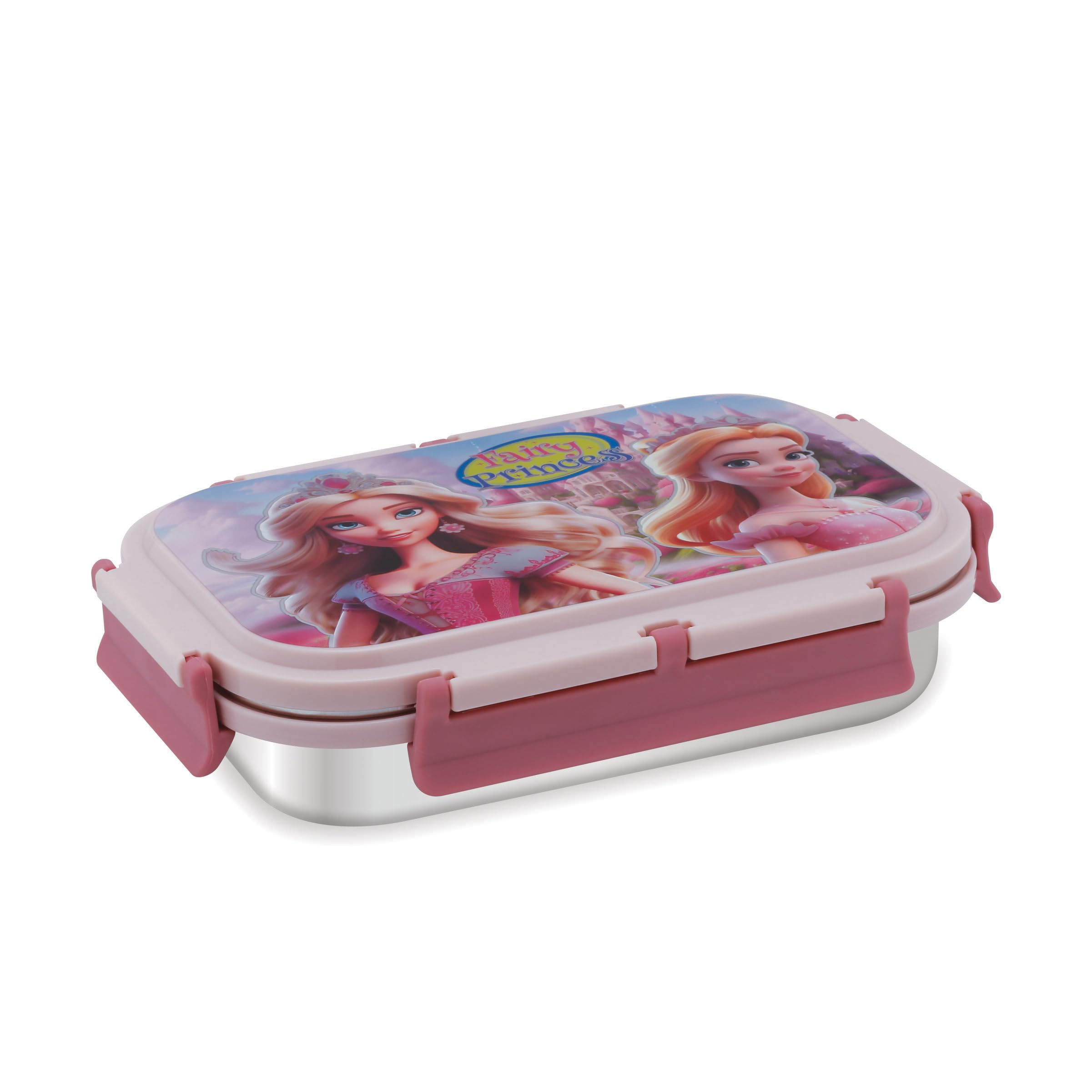 Attro Uranus Stainless Steel Lunch Box With 1 Small Container & Spoon Eyecatchy Fairy Princess Print Bpa Free Food Grade, (700Ml