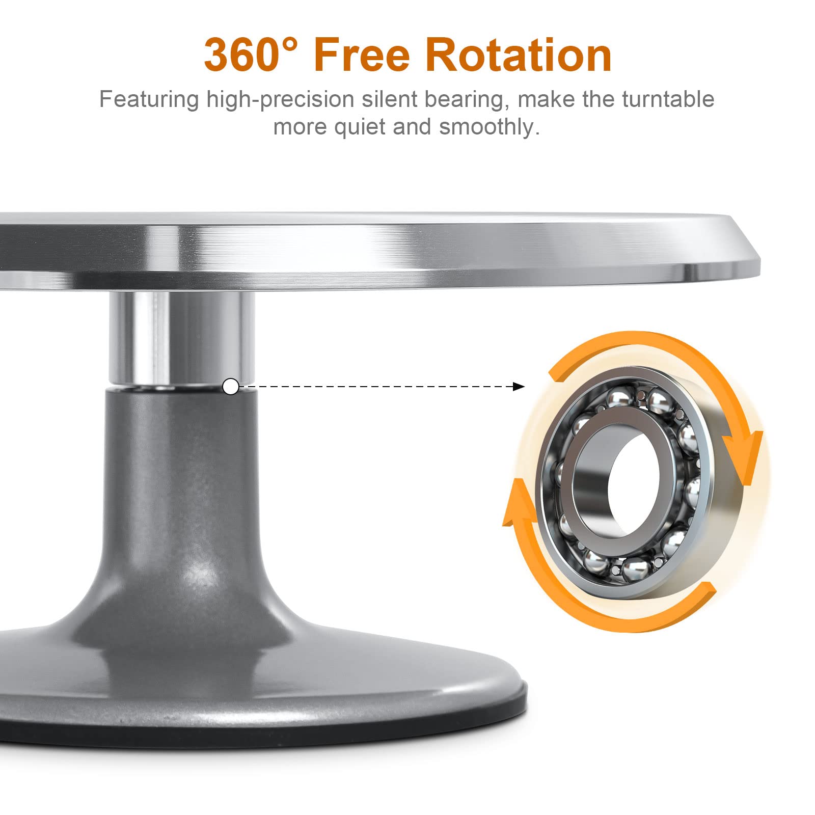 12'' Cake Stand, Cake Spinner Cake Decorating Supplies, Round Decorating Turntable Revolving Aluminum Table Holder Baking Displa