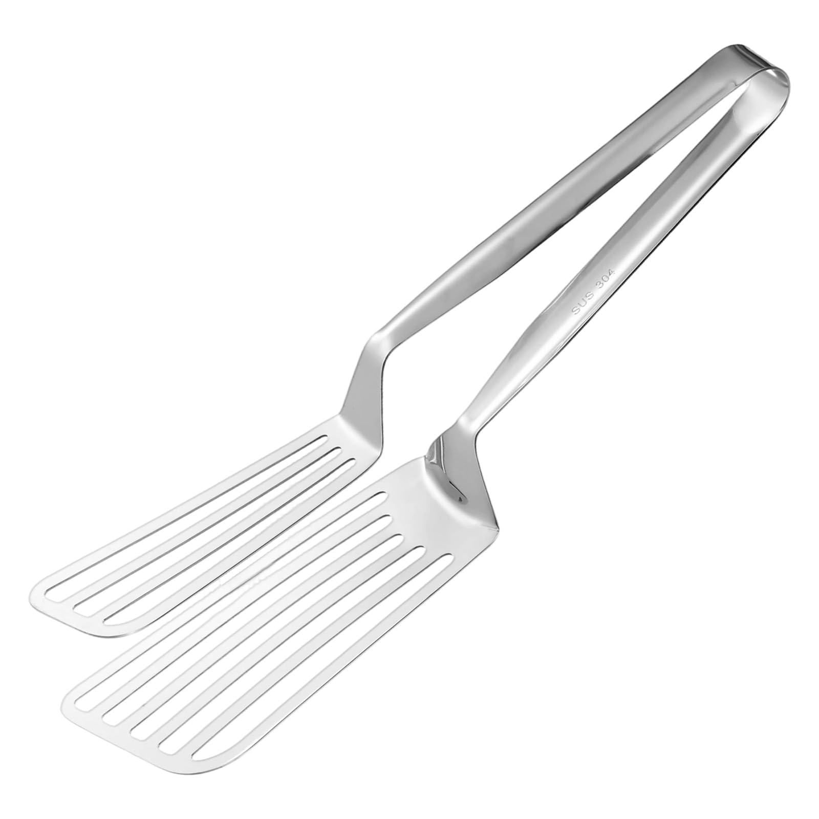 M METERXITY Spatula Tongs, 14 Inch 304 Stainless Steel Multifunctional Dual Spatulas Grip Flipper Grill Clamp for Cooking/Barbec