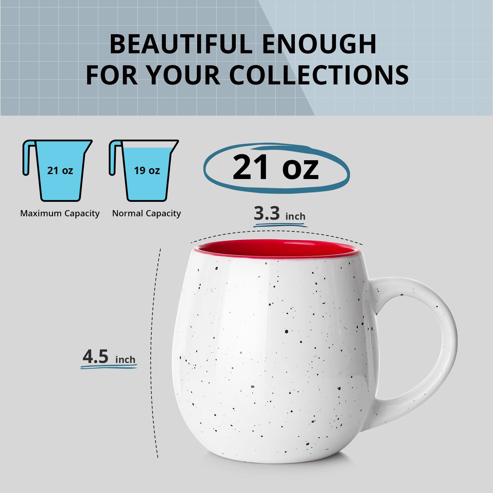 Lifver 20 Ounces Coffee Mugs Set Of 4, Large Ceramic Coffee Mugs With Handles For Coffee Tea Hot Cocoa, Valentines Day Gifts For