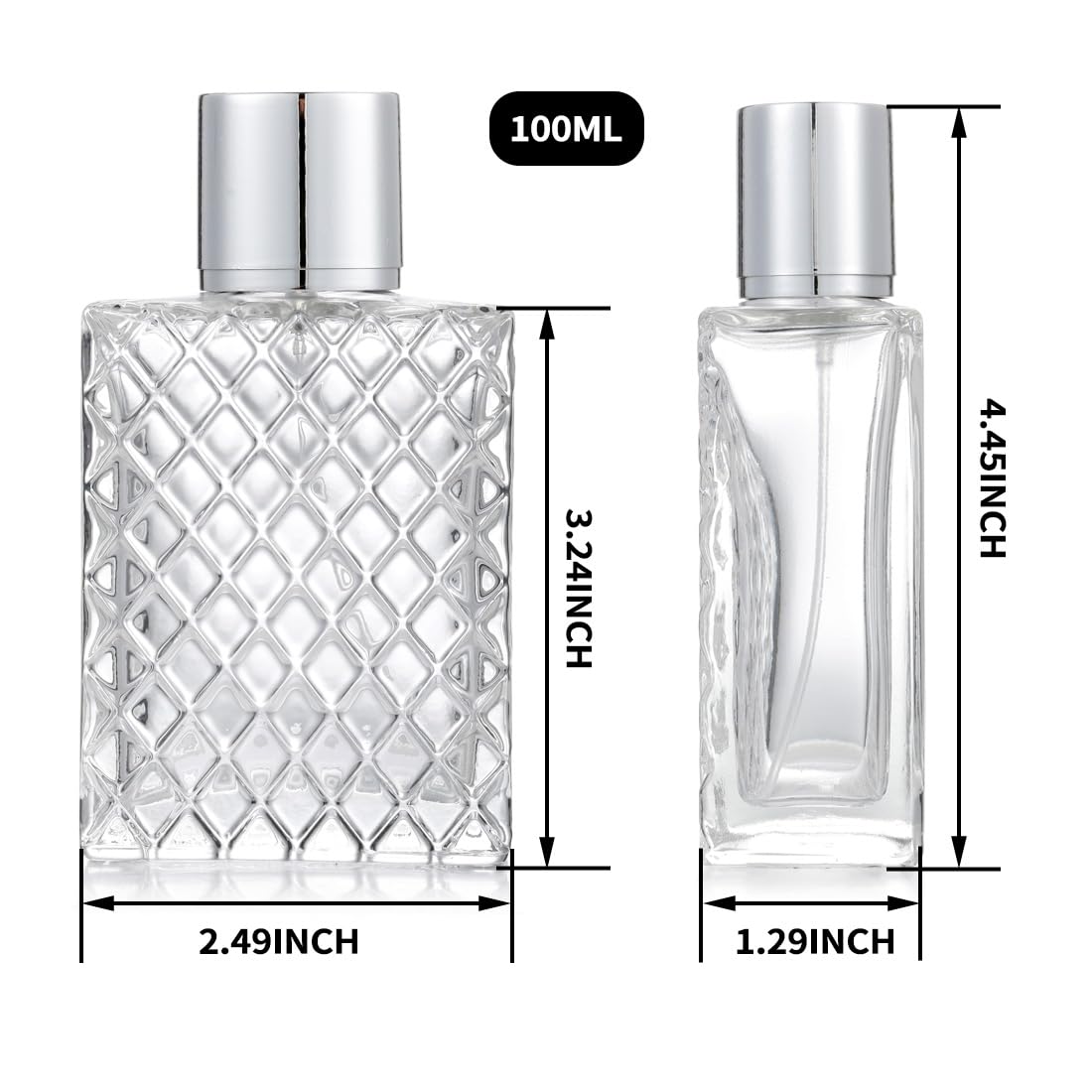 Jxcmeng 2Pcs 100Ml 3.4 Oz Refillable Spray Perfume Bottles Large Cosmetic Fine Mist Atomizer Empty Portable Clear Glass Essentia