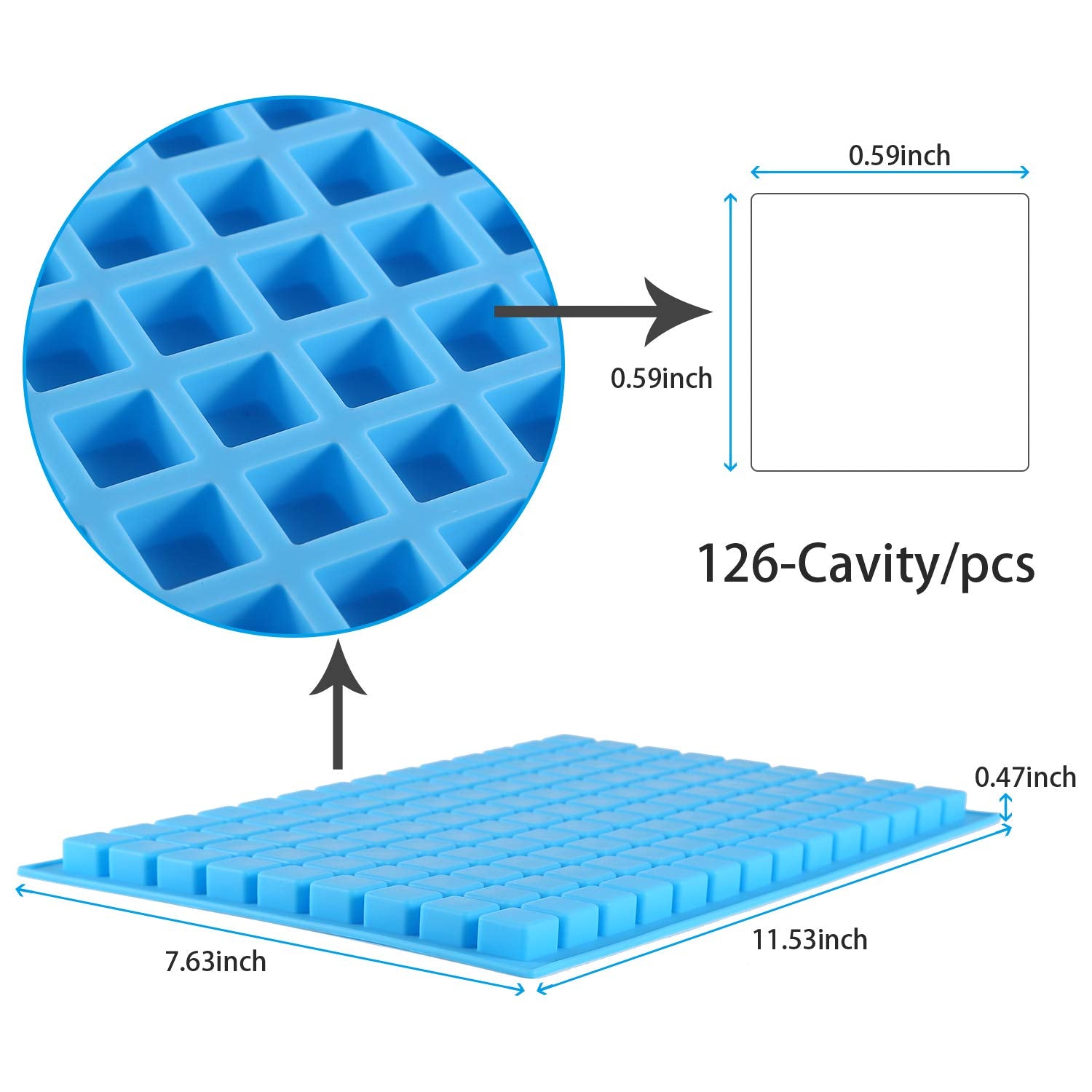 Difenlun Silicone Candy Molds, 2 Pack 126-Cavity Mini Square Chocolate Molds For Gummy Jelly Truffles Pralines Caramels, Ice Cub