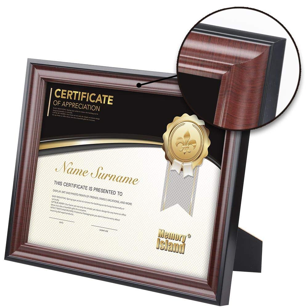 Memory Island 8.5x11 Document frames,Real Glass Fronts, 4 Pack Certificate Frames for Wall Or Tabletop Display,Diploma Frames Fo