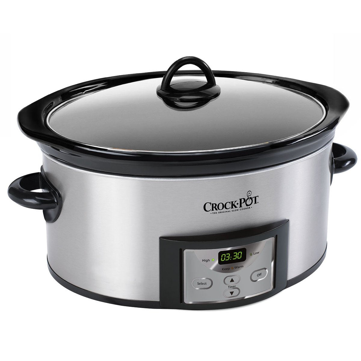 Crock-Pot 6-Quart Countdown Programmable Oval Slow Cooker With Dipper, Stainless Steel, Sccpvc605-S