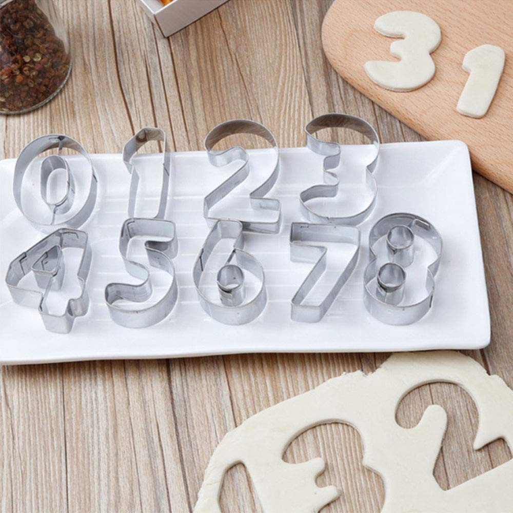 Numbers Cookie Cutters 2 Inches 9Pcs Jelly Fondant Cutter Set, Stainless Steel, Large Number Cutter For Fondant Biscuit, Cake, F