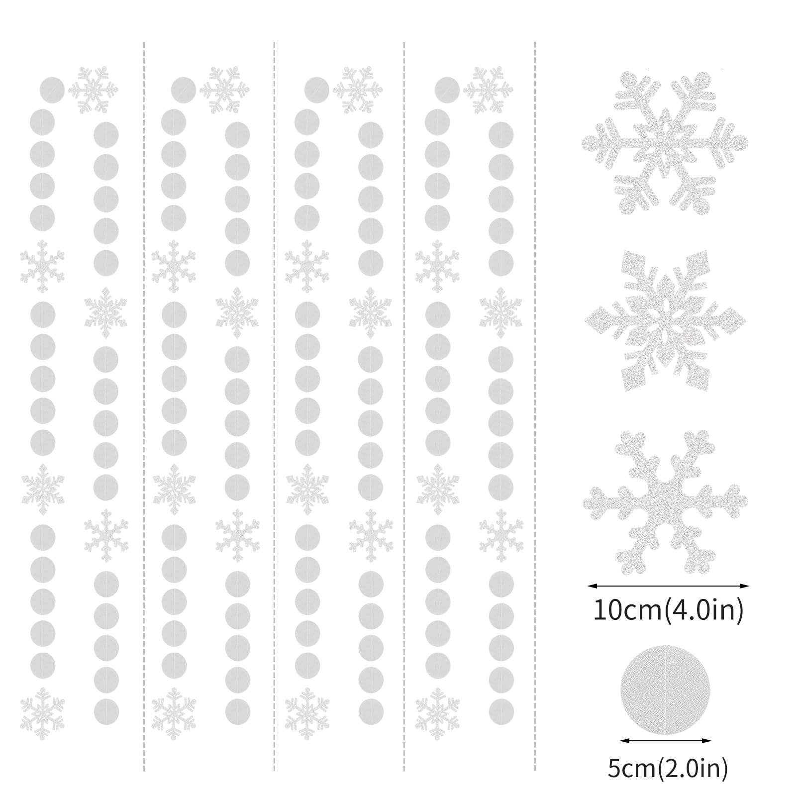 Snowflake Snow White-Silver Christmas Party-Decorations Garland - 61Ft Winter Wonderland Frozen Hanging Paper Streamers Banner,B