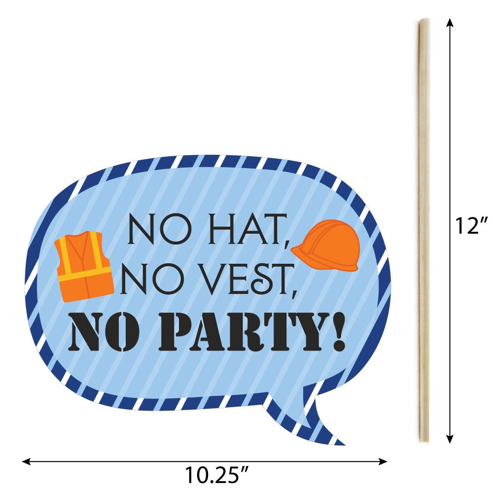 Big Dot Of Happiness Funny Construction Truck - Baby Shower Or Birthday Party Photo Booth Props Kit - 10 Piece