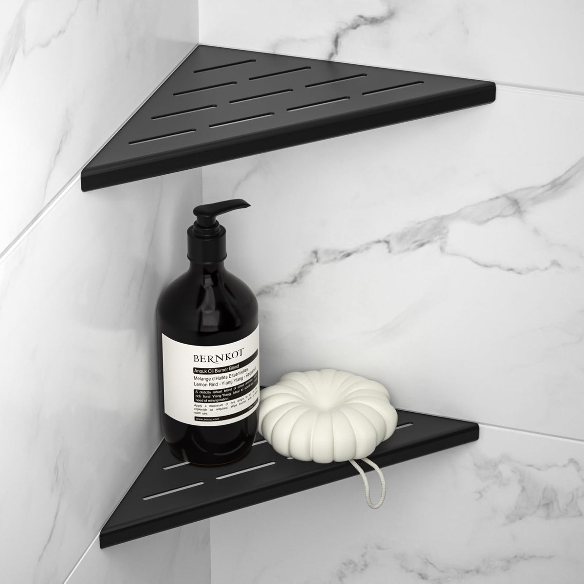 Bernkot 8'' Corner Shower Shelf 2Pcs, 304 Stainless Steel Bathroom Shelves For Tiled Wall, Grout In Shelf Rack, No Drilling Need