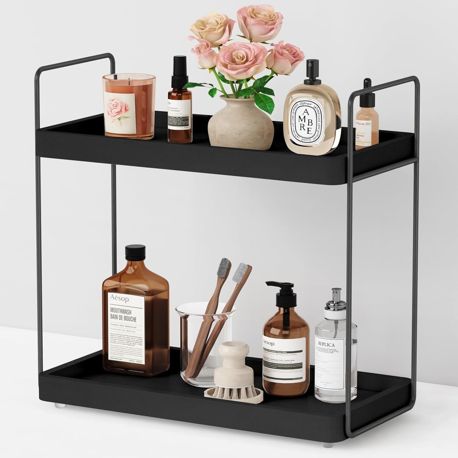 Rellon 2 Tier Multipurpose Countertop Organizer Rack,Spice Rack For Countertop, Multishelf Storage Stand For Kitchen, Bathroom O