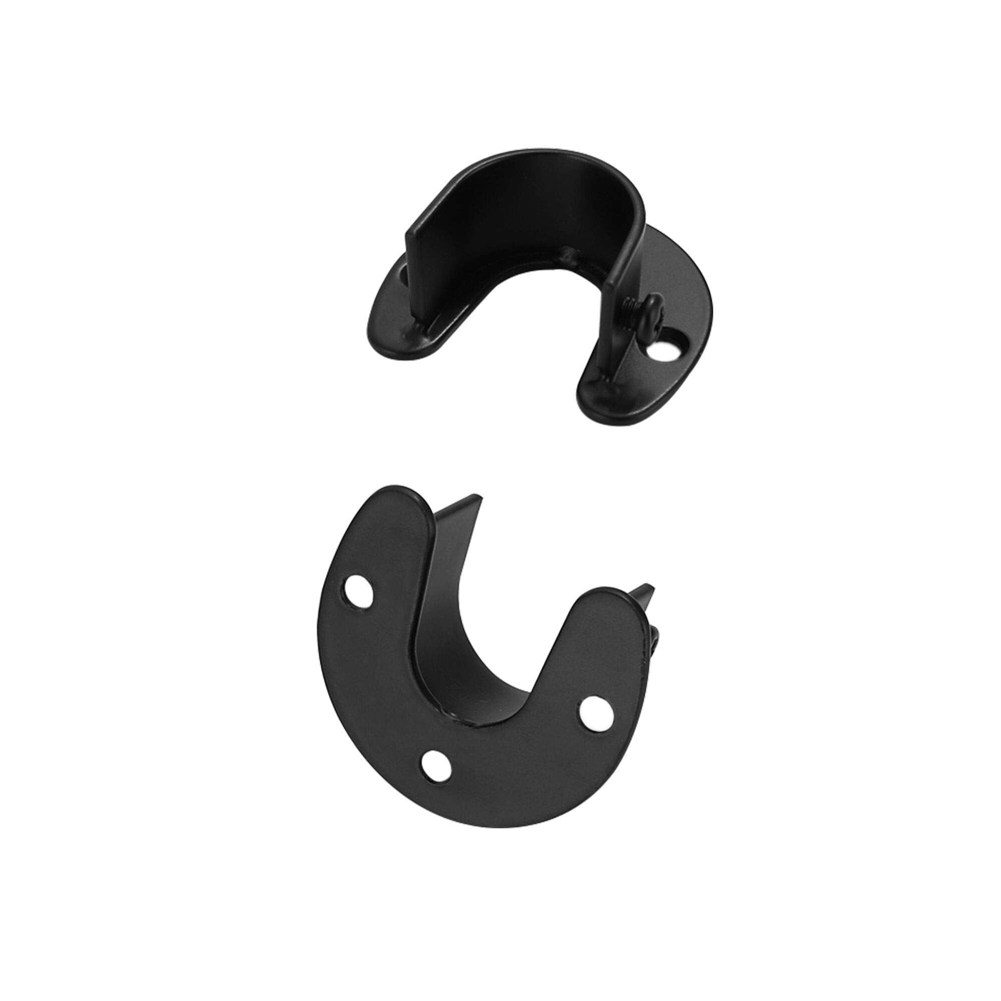 U Shape Shower Rod Holder 4Pcs Curtain Rod Bracket Stainless Steel Closet Rod Holder 1'' & 1-1/4'' Diameter Heavy Duty Pole Flan