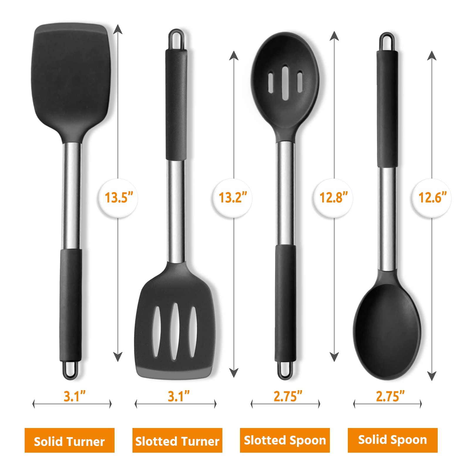 E-Far Cooking Utensils Set Of 4, Silicone Kitchen Utensils For Non-Stick Cookware, Heat Resistant & Non-Toxic Slotted Spatula So