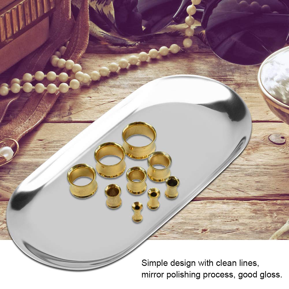 Nordic Storage Tray Cosmetics Jewelry Stainless Steel Cake Plate For Home Kitchen(Silver S)