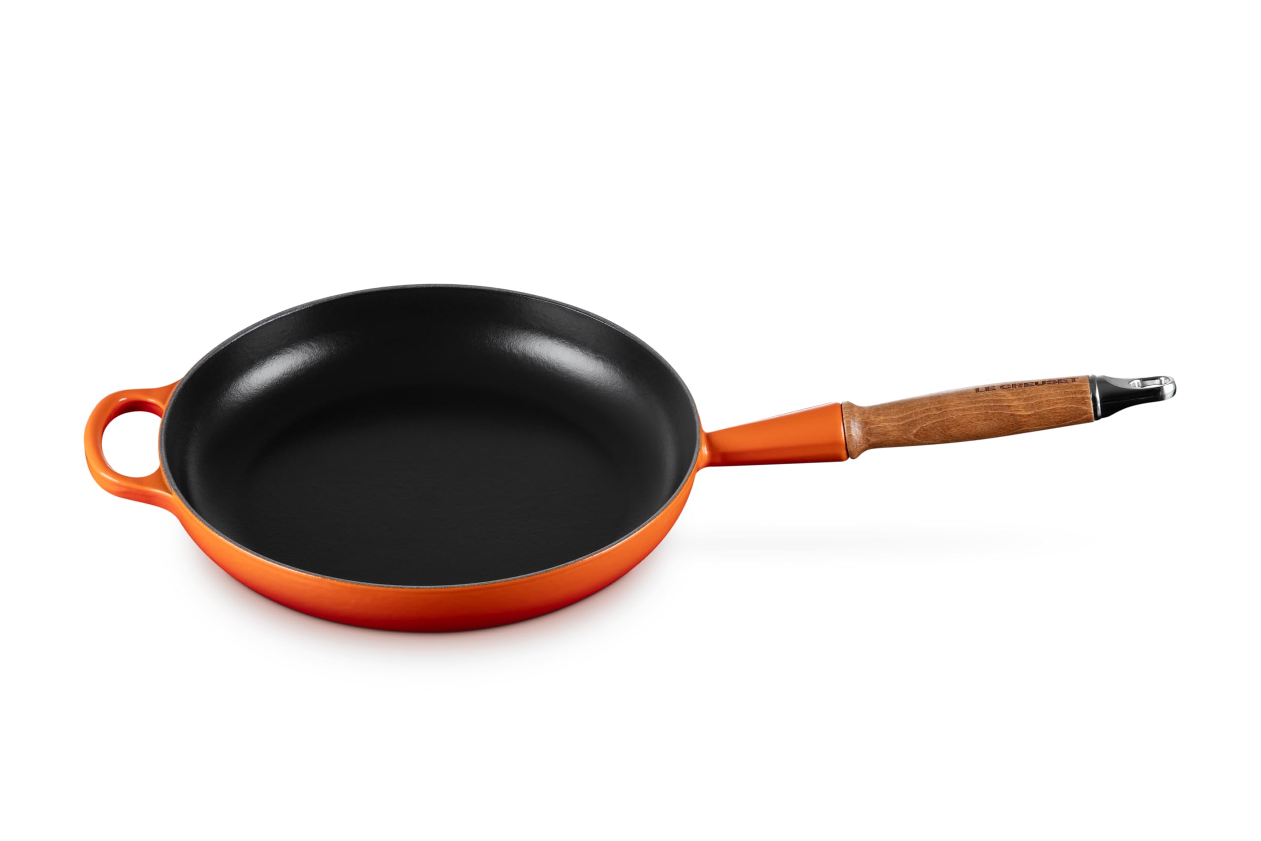 Le Creuset Enameled Cast Iron Alpine Wood Handle Fry Pan, 10.25, Flame