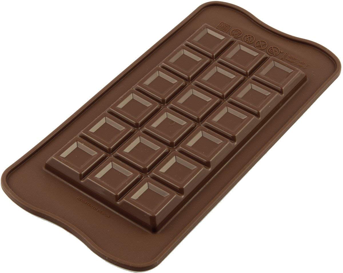 Silikomart 195931 Chocolate Tablet Bar Chocolate Silicone Mould, Chocolate Brown, 11.6 X 7.8 X 10 Cm