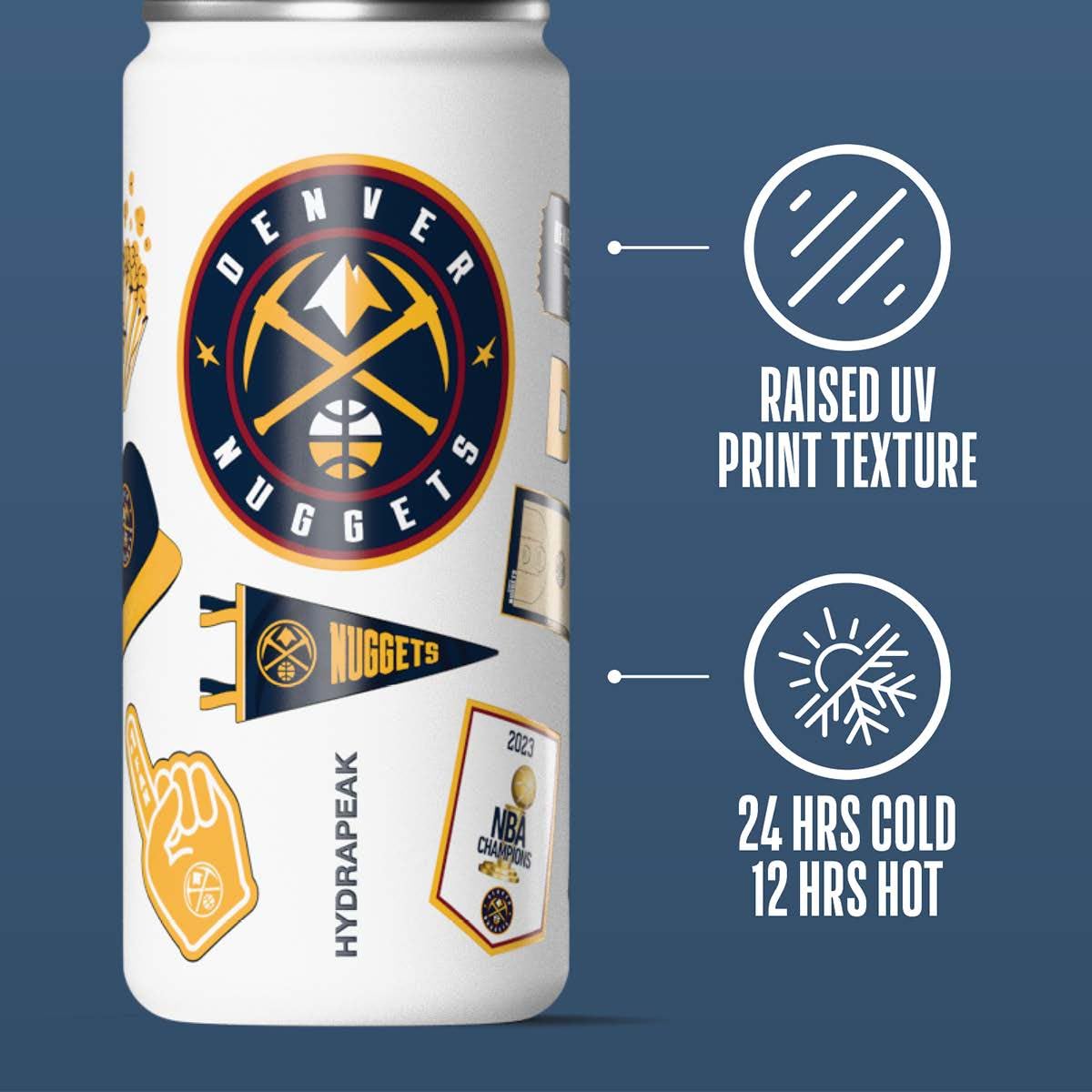 Hydrapeak x NBA Officially Licensed Denver Nuggets 20 oz Active Water Bottle with Chug Lid and Handle Reusable Stainless Steel D