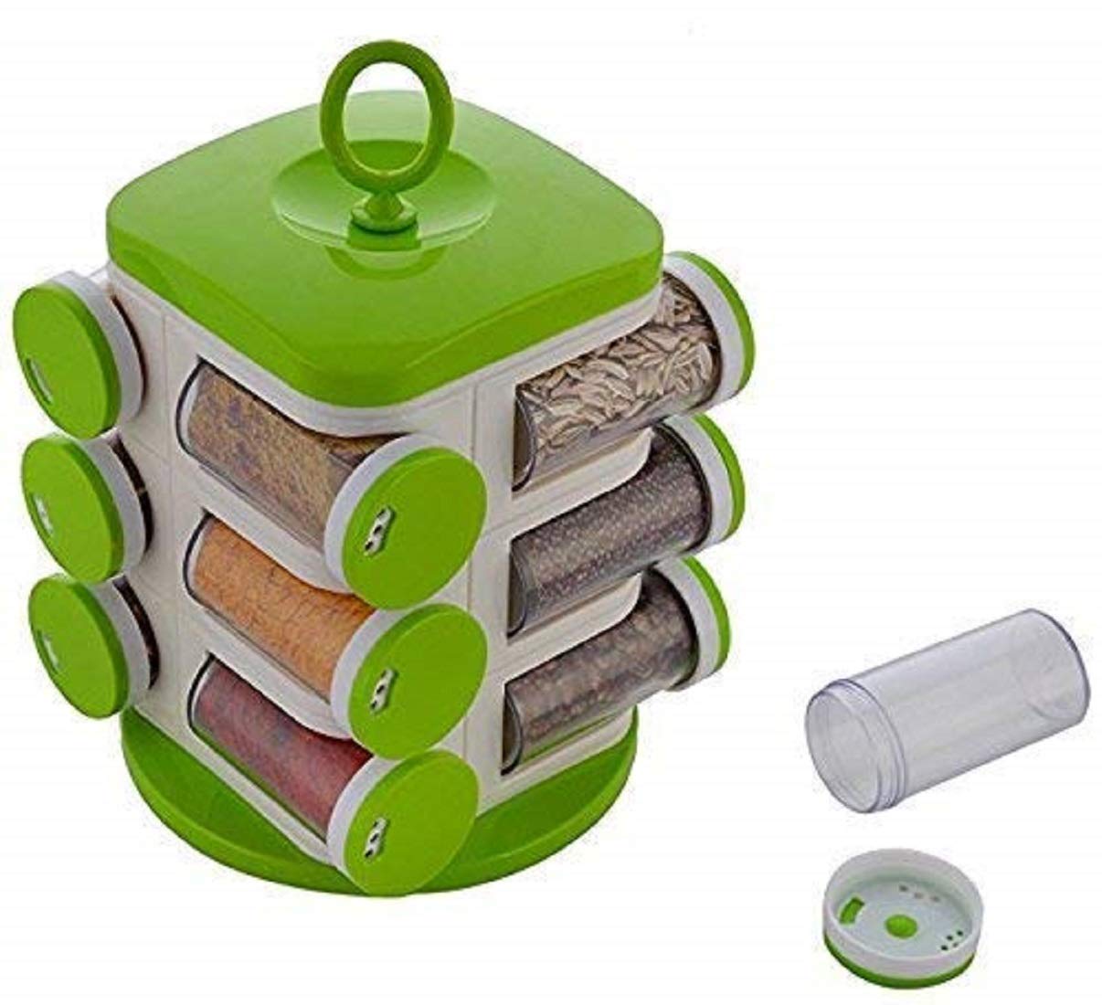 Matiman Enterprise Masala Rack,Spice Box,Revolving Spice Rack Masala Box Condiment (12PcMasalaBox)