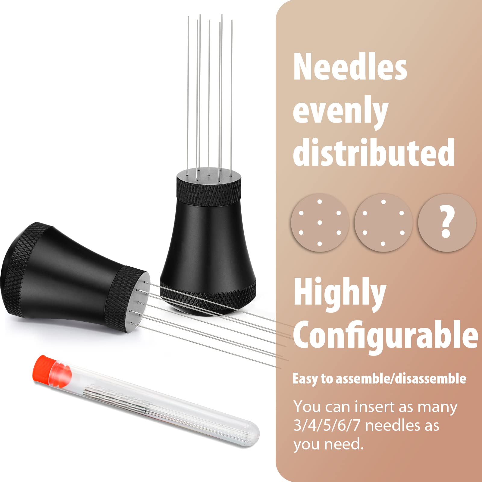 Wdt Espresso Distribution Tool Espresso Stirrer Tools For Barista, 0.35Mm 7 Needles Espresso Coffee Stirrer With Extra 7 Replace