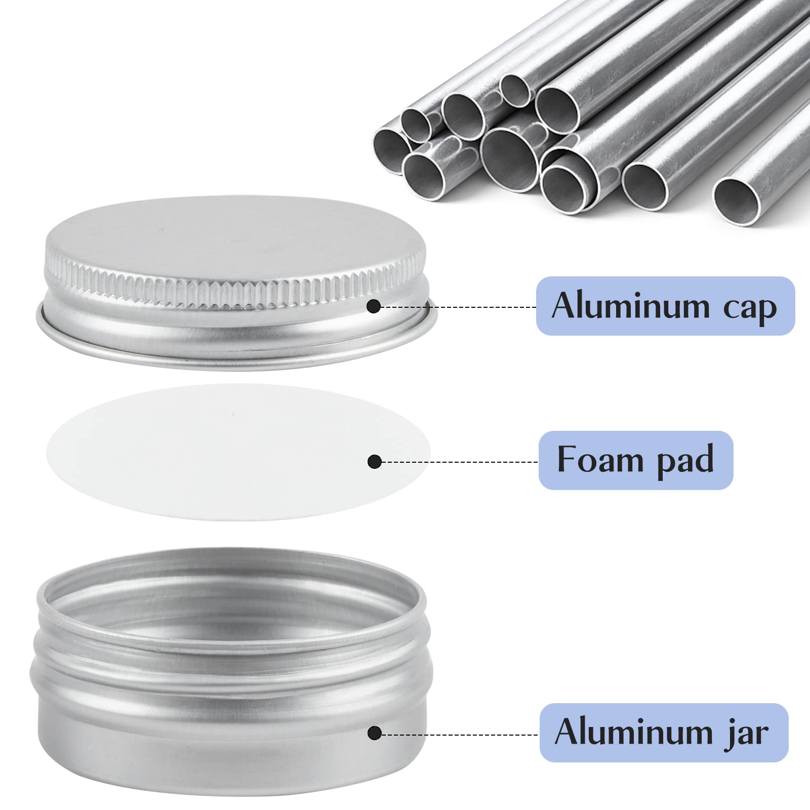 Tuzazo 24Pack 1 Oz Aluminum Tin Cans With Screw Lid And Labels, Refillable Travel Sized Cosmetic Containers Small Tins For Salve