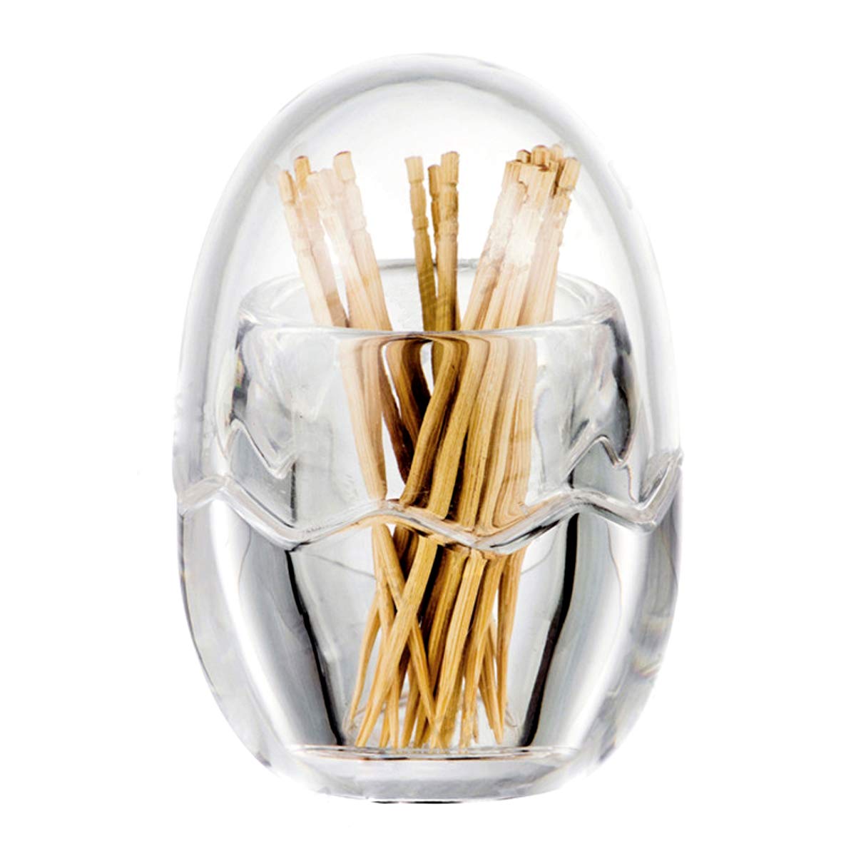 Yakri Acrylic Toothpick Holder Dispenser Organizer Clear Storage Box With Lid (Egg Shape), Ytbh-08363