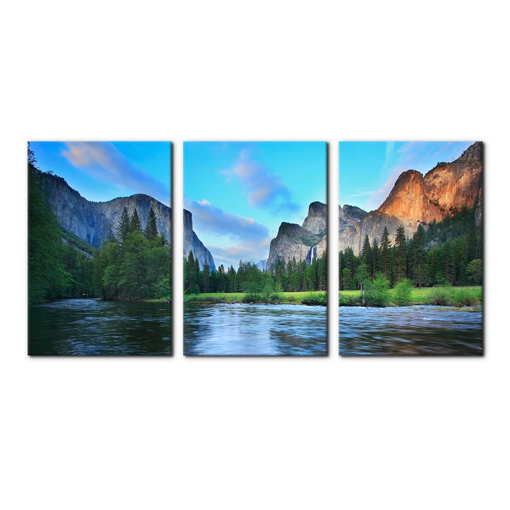 Pacimo Mountain Canvas Wall Art Panorama Of Yosemite Valley Pictures Painting National Park Modern Artwork Lake Nature Landscape