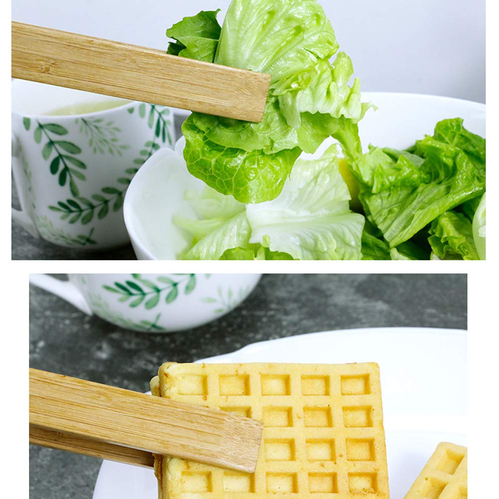 2 Pieces 9.5'' Bamboo Tongs Bamboo Toaster Tongs Natural Bamboo Kitchen Tongs Eco-Friendly Bamboo Tea Tongs Bamboo Snack Tongs F