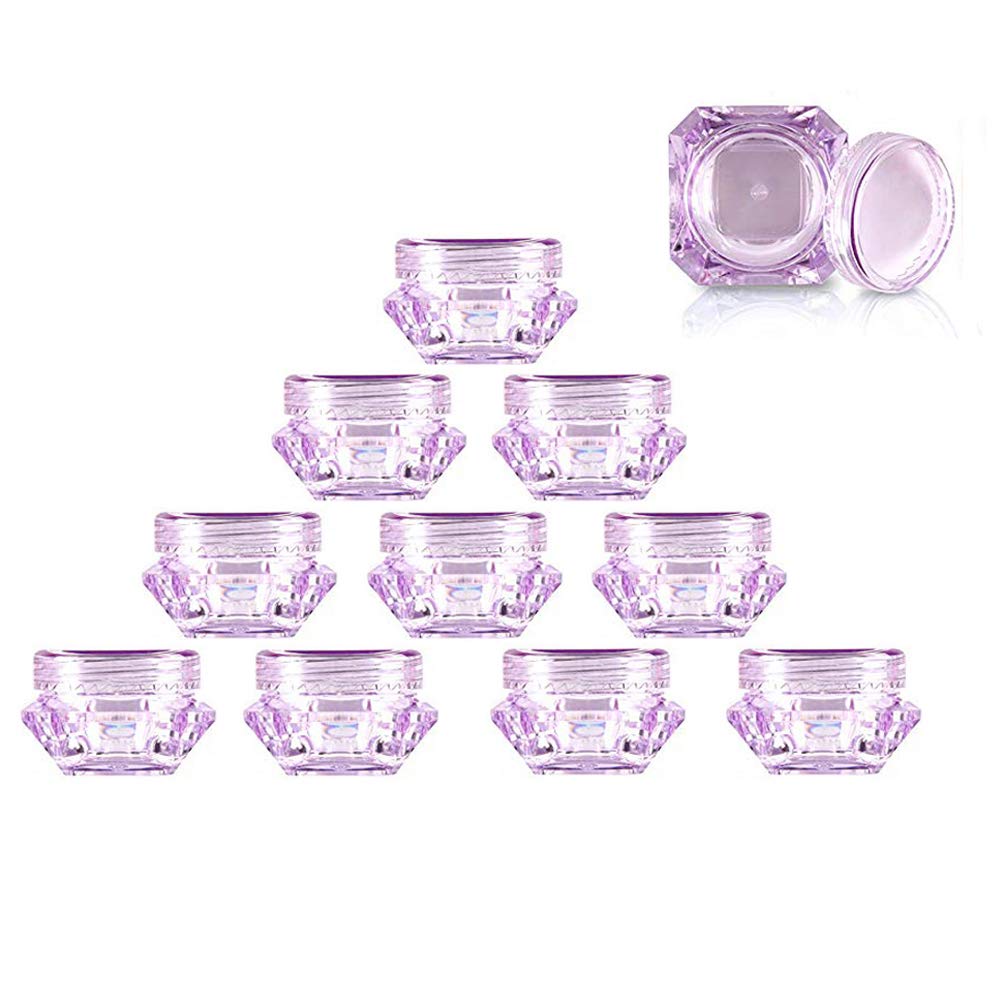 100Pcs Purple Refillable Empty Diy Cosmetic Pot Jars Case Diamond-Shape Sample Bottles Vials Container For Eye Shadow Nails Powd