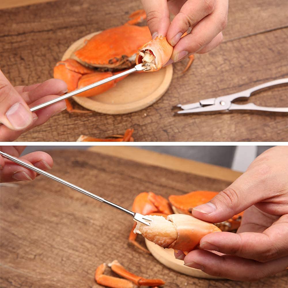 20 Pcs Robust And Lobster Forks, Sea Food Tools Set, Nut Cracker, Nut Picker Tool Fruit Fork Stainless Steel Walnut Clip Silver