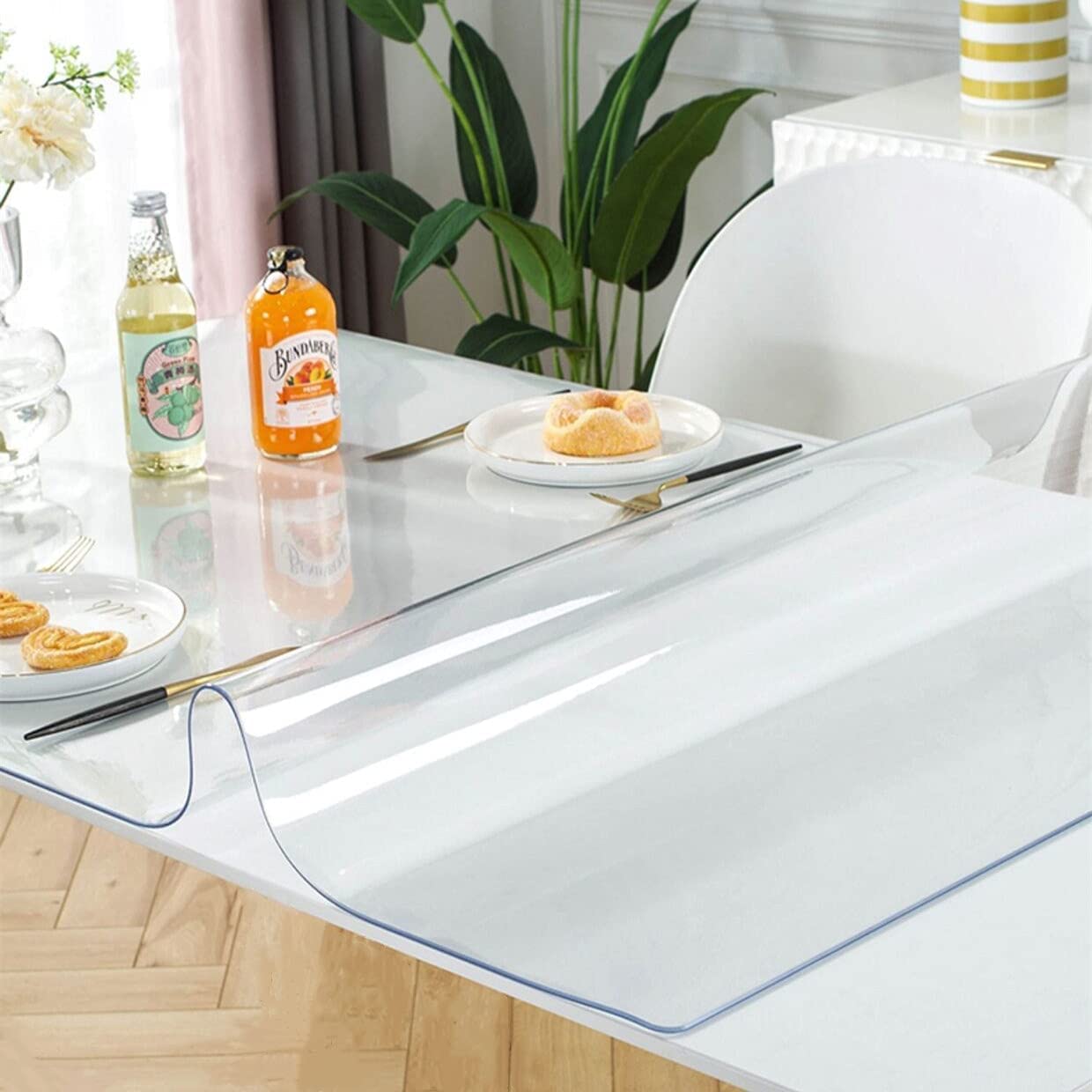 Ostepdecor Clear Table Protector Rectangle, 60 X 24 Inch Clear Table Cover, 1.5Mm Thick Plastic Table Cover Clear Table Pad Viny