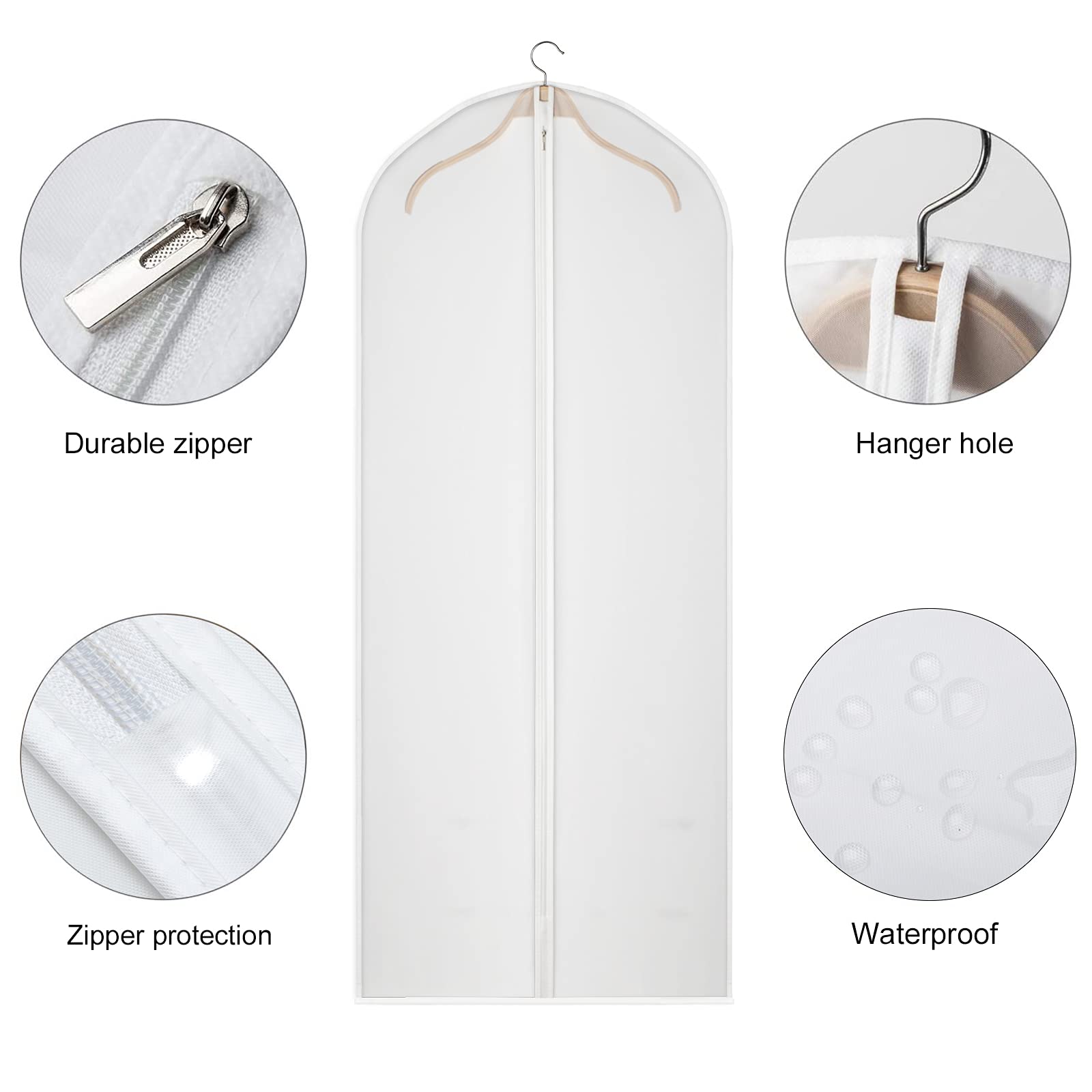 Kntiwiwo Garment Bags Dress Bag for Storage 60 inches Dust-Proof Suit Protector Cover Bag with Zipper for Long Dresses  Suit  Coat Closet Clothes Storage  Set of 12