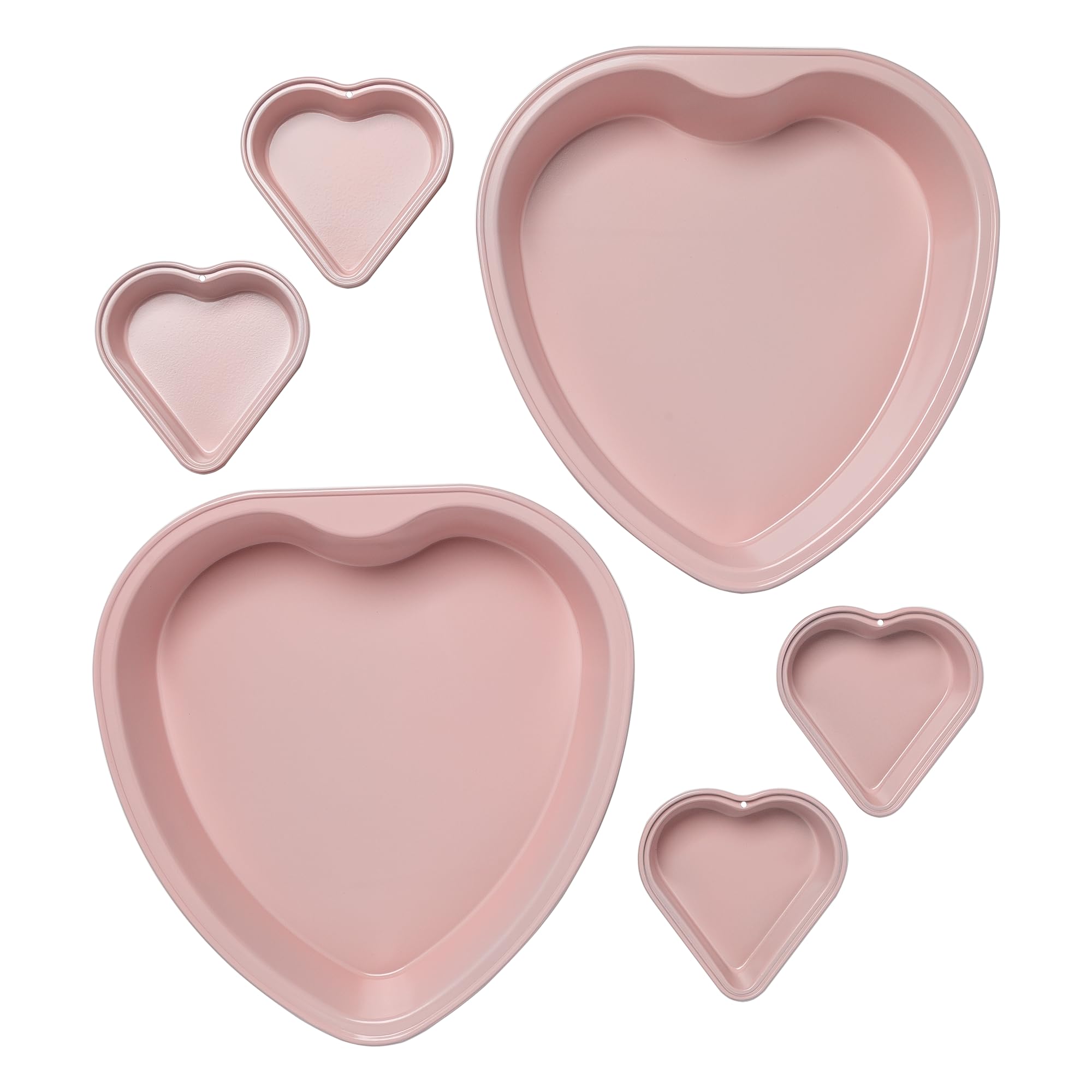 Paris Hilton Heart Shaped Nonstick Bakeware Set, Easy Release Carbon Steel, Includes Two 9.5-Inch Pans And Four Mini 3.5-Inch Pa