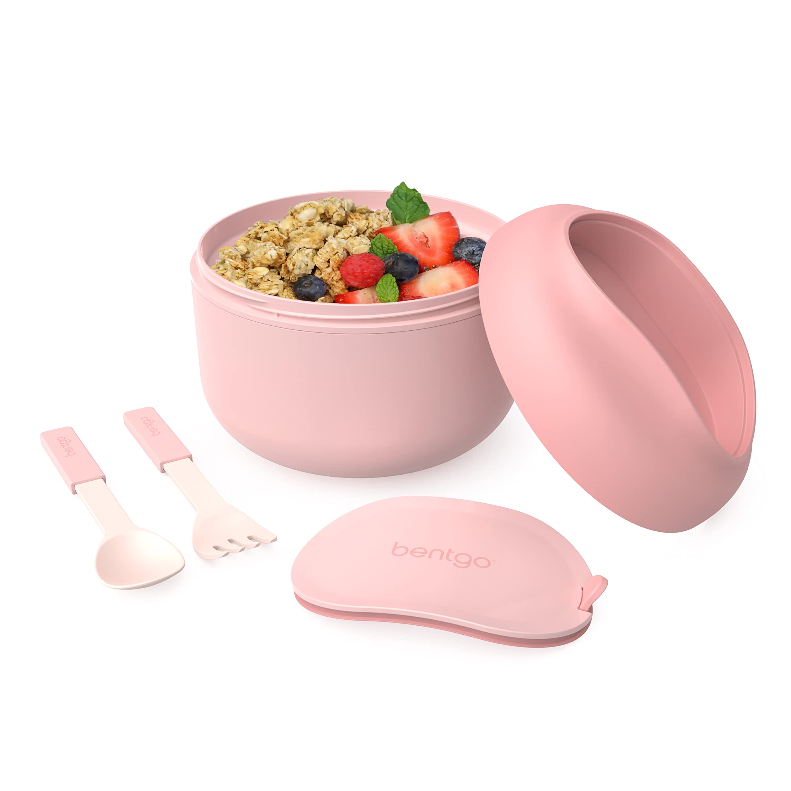Bentgo Bowl  Insulated LeakResistant Bowl with Snack Compartment, Collapsible Utensils and Improved EasyGrip Design for Onth