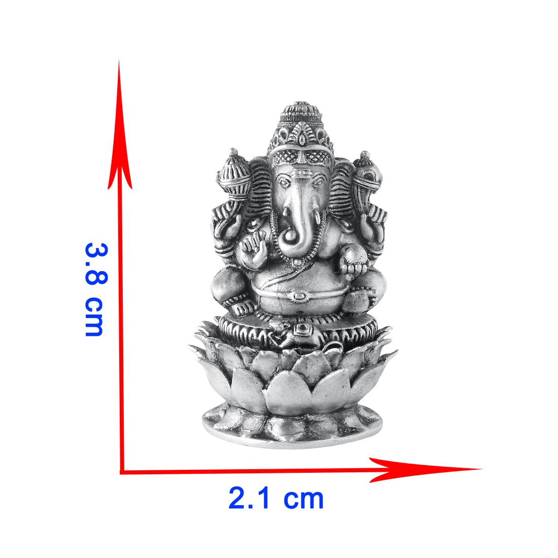 Prd Caratcafe Silver Ganesha Murti For Car Dashboard, Home & Office Use Made In Pure 925 Solid Chandi Metal Idol Of Ganesh Ji On