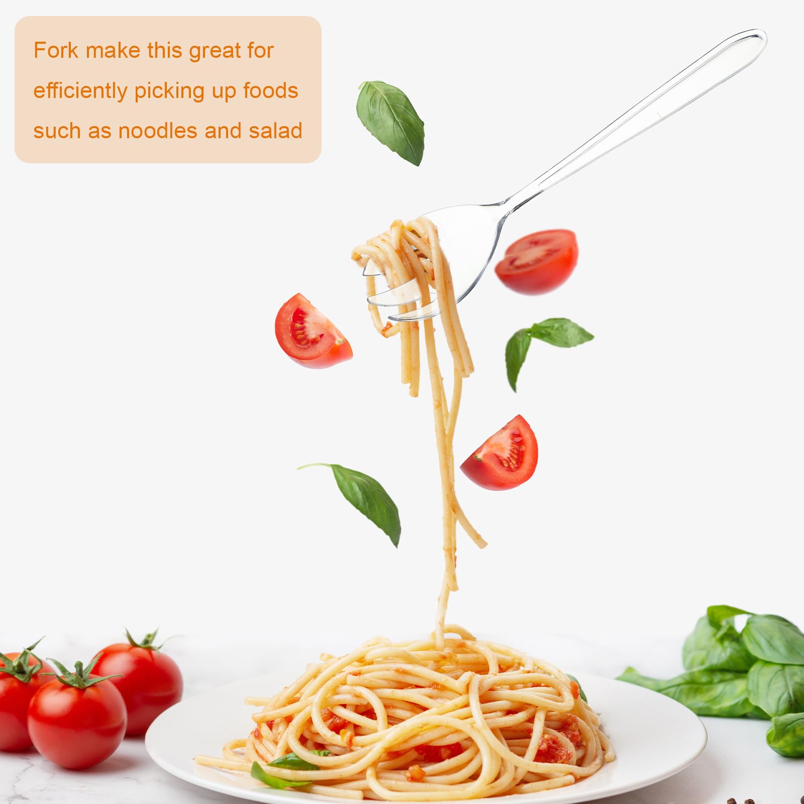 Lanties 18 Pack Plastic Serving Utensils 9'' Clear Disposable Utensils Set Includes 6 Pcs Serving Spoons 6 Pcs Serving Forks 6Pc