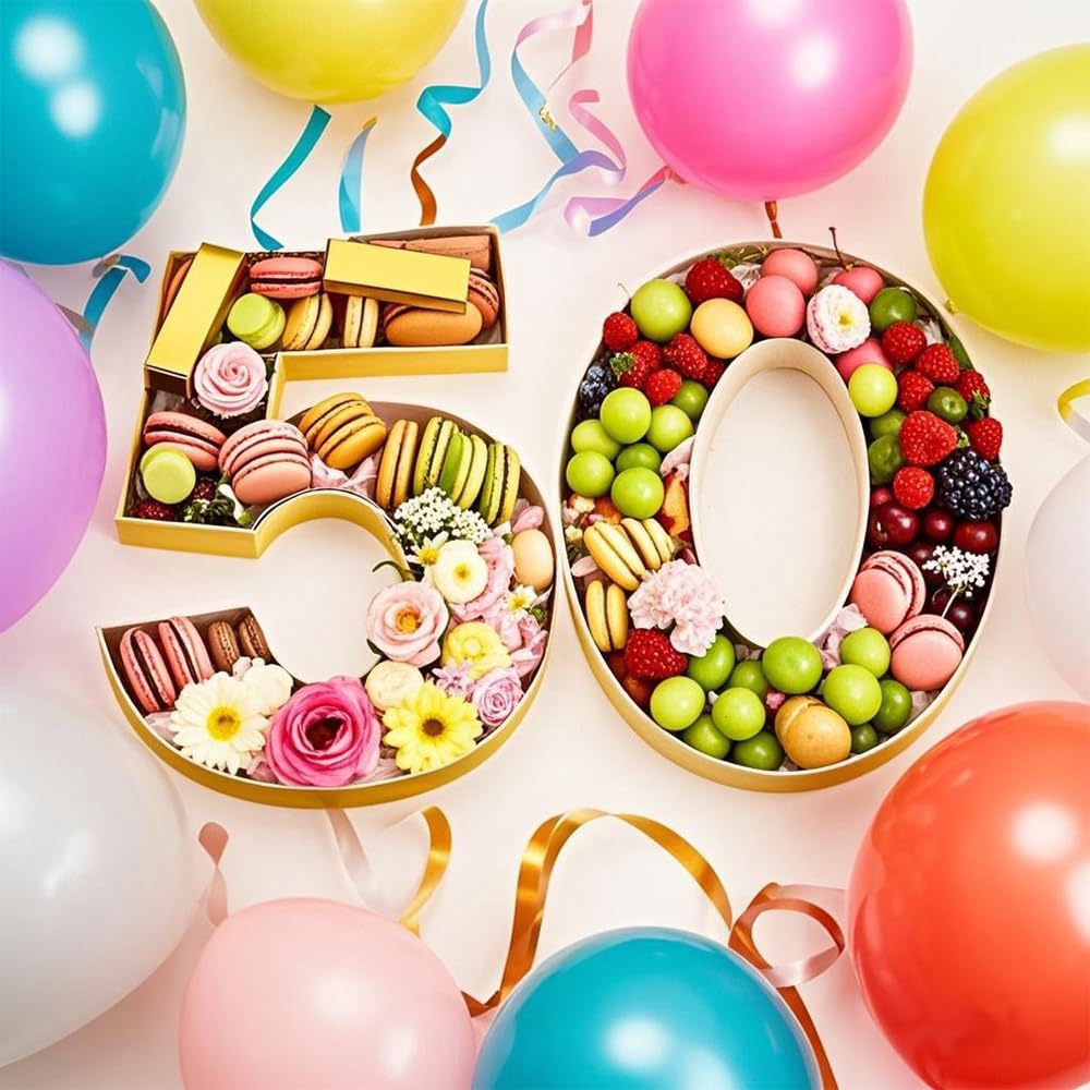 14 Cardboard Number Charcuterie Tray Birthday Anniversares Parties Celebration Supplies Fillable Paper Mache Chocolate Candy Cup