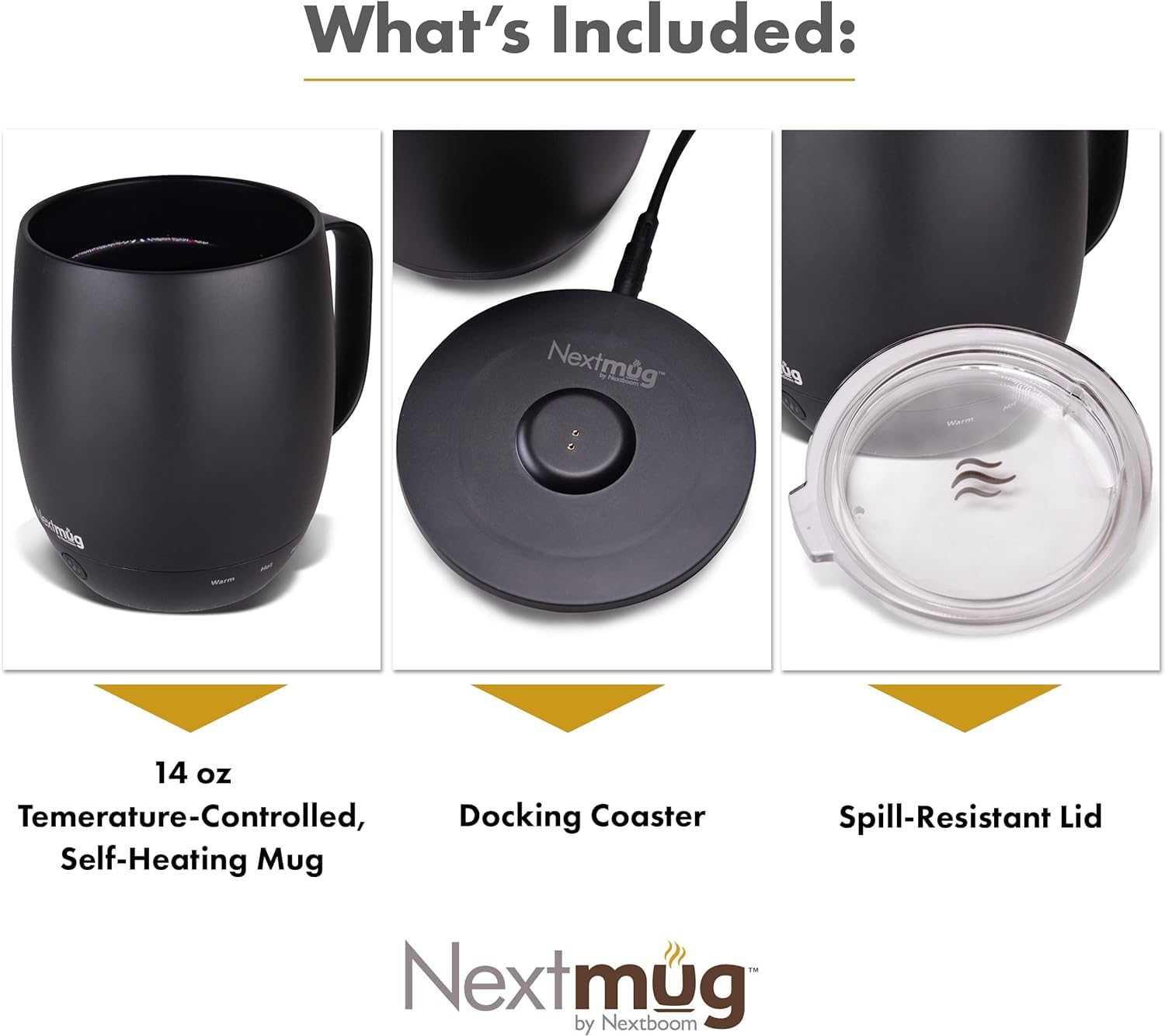 Nextmug - Temperature-Controlled, Self-Heating Coffee Mug (Graphite - 14 Oz.)
