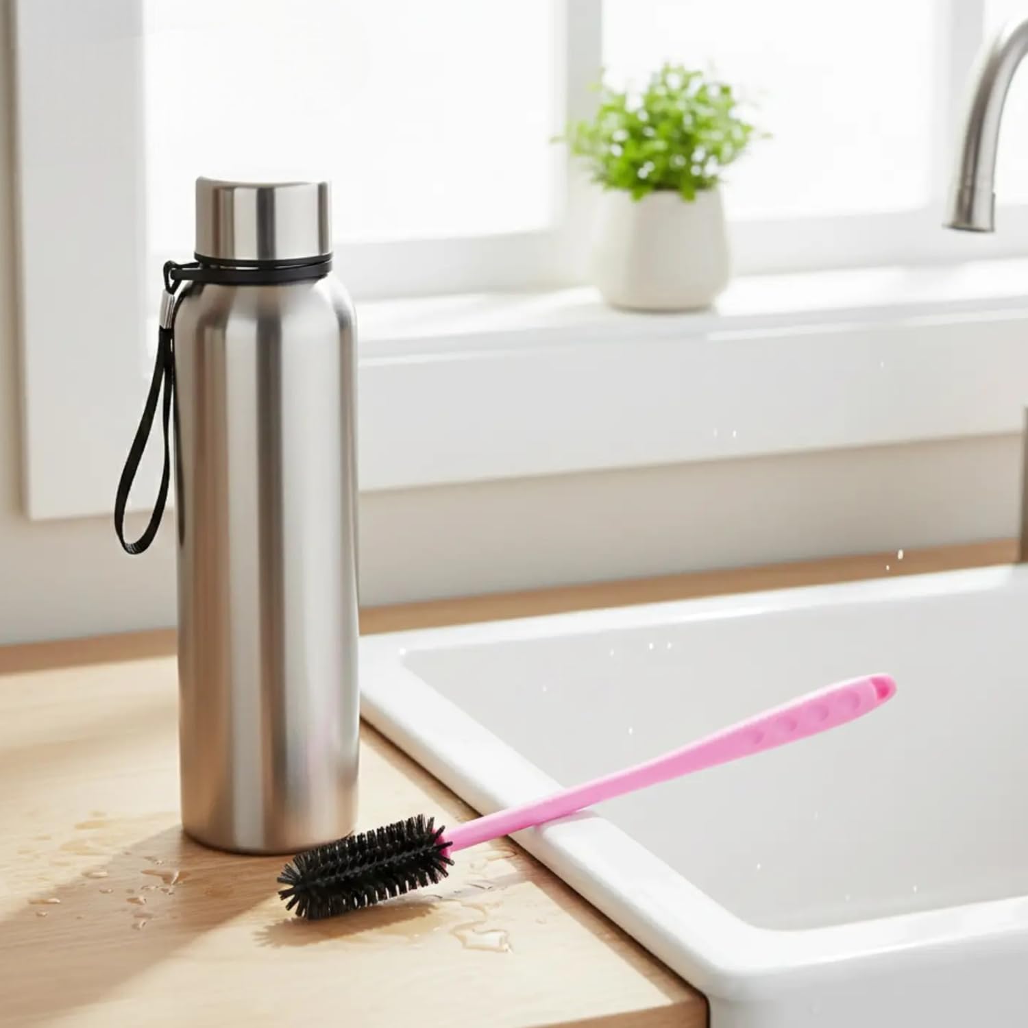 Oblivion Water Bottle With Cleaning Brush Combo - Stainless Steel 1000 Ml Leakproof Reusable Drinking Bottle For Seniors, Elderl