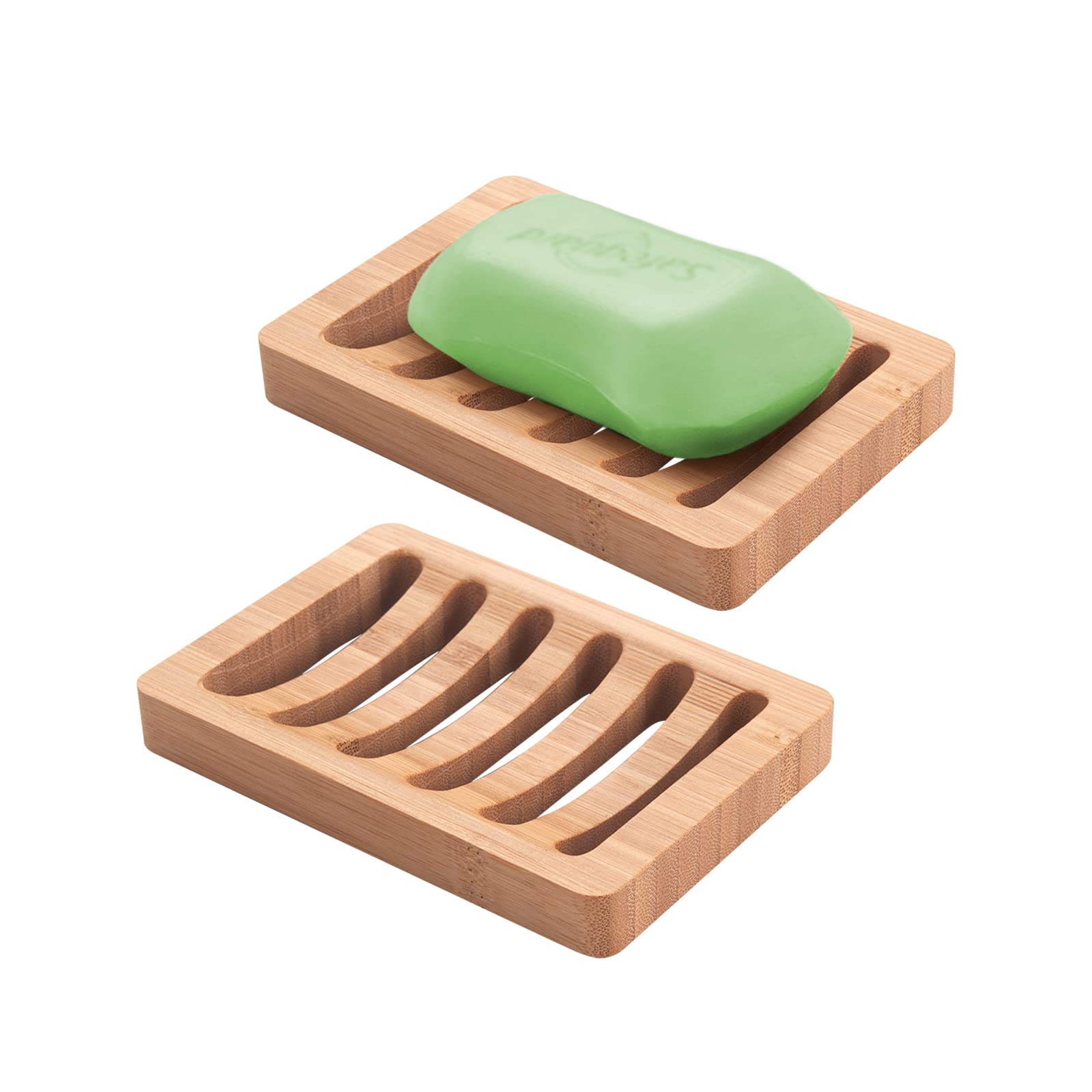 Amazerbath Soap Holder Soap Dish, Bamboo Soap Dish, 2 Pack Wood Soap Holder, Bar Soap Holder For Shower, Soap Tray Self Draining
