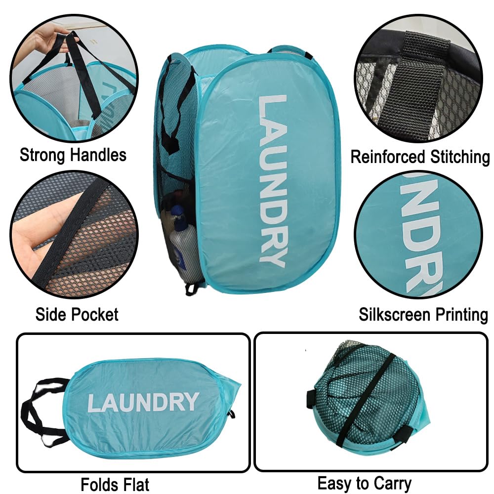 Buenod Mesh Popup Laundry Hampers, Collapsible Laundry Baskets, 2 Pack Clothes Hampers For Home, Bathroom, College Dorm, Rv Crui