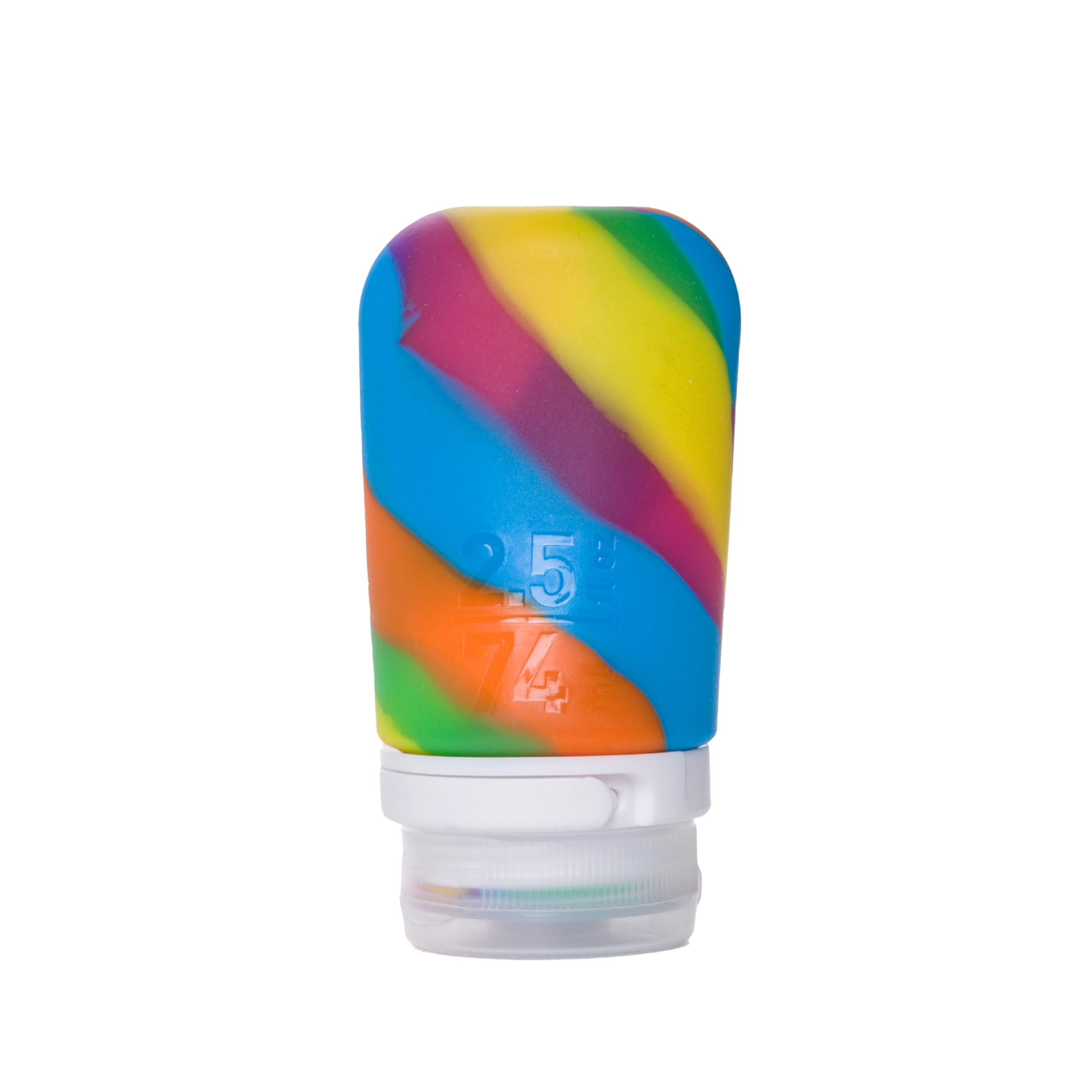 Humangear Gotoob+ (Medium) | Refillable Silicone Travel Bottle | Locking Lid | Food-Safe Material | Rainbow, Medium (2.5 Fl.Oz.;