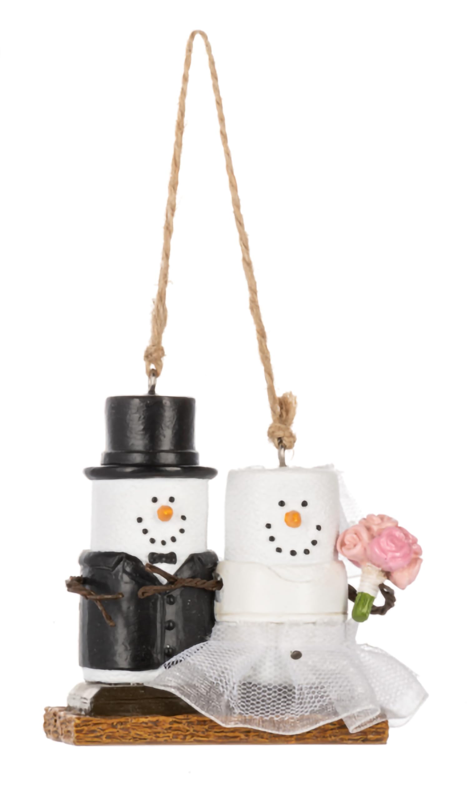 Ganz S Mores Bride and Groom Hanging Ornament, Multicolor, 3.05-inch Height, Resin, Polyresin