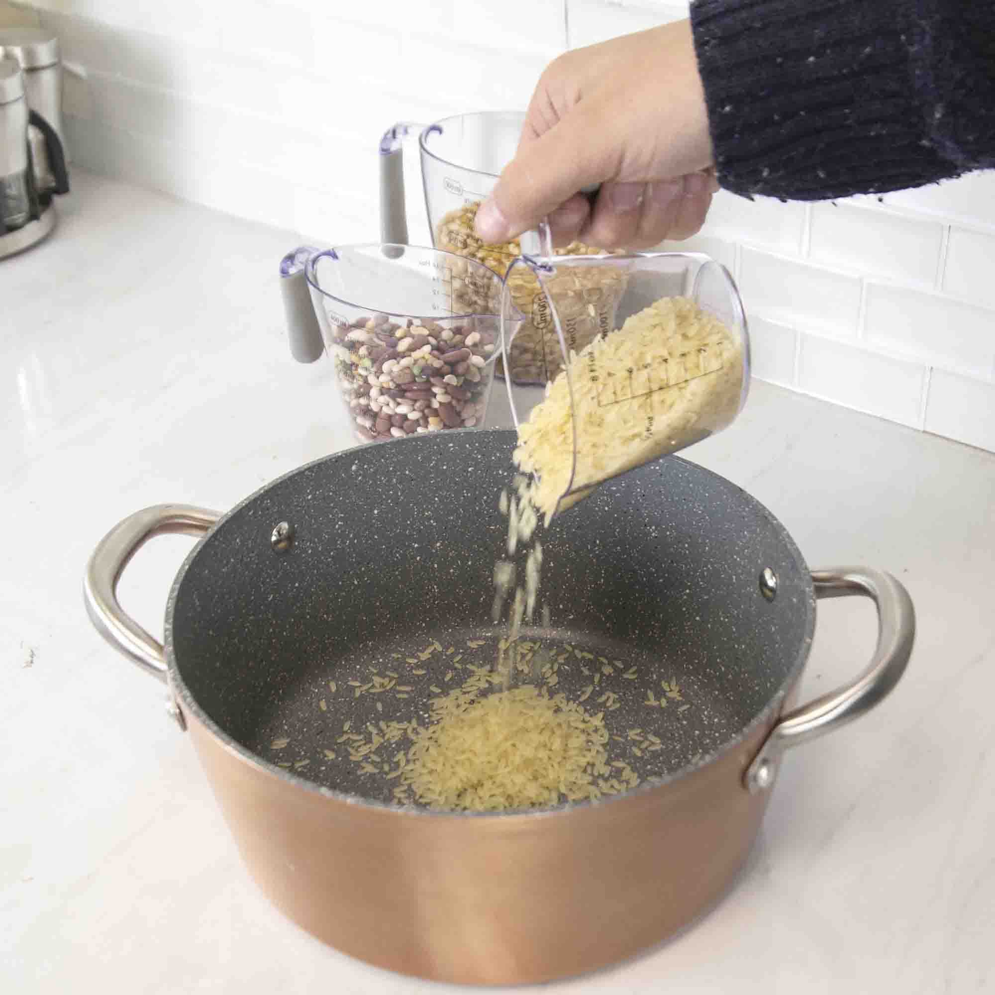 Home Basics 3 Piece Plastic Measuring Cup Set With Rubber Grip Handles, Clear