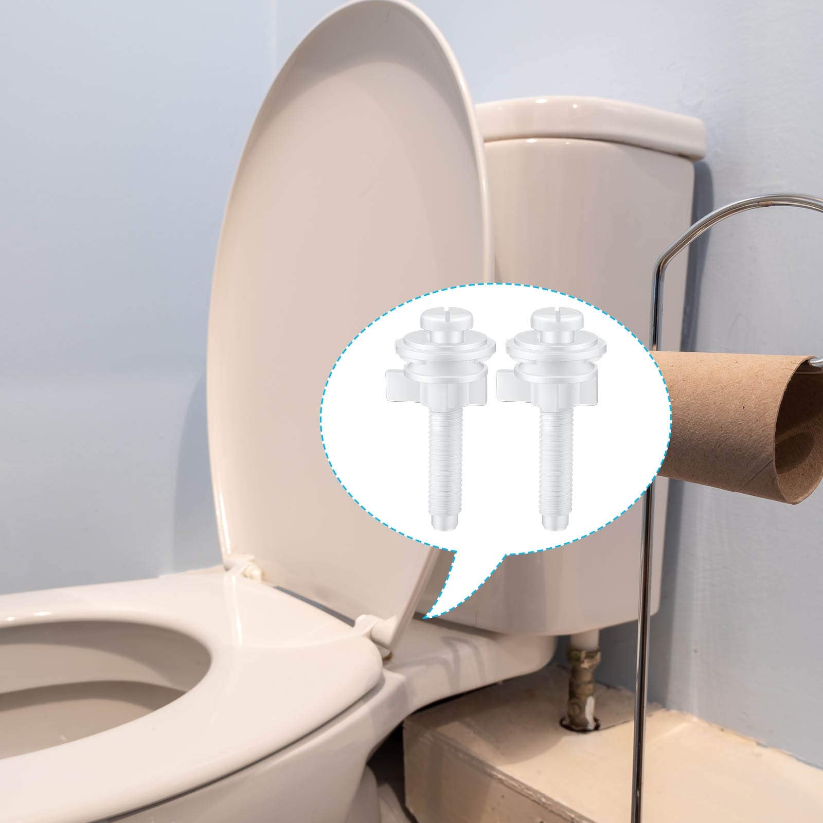 Jetec 4 Pieces Toilet Seat Screws Replacement Kit Plastic Toilet Seat Bolts Toilet Seat Hinge Bolt Screws With Plastic Nuts And